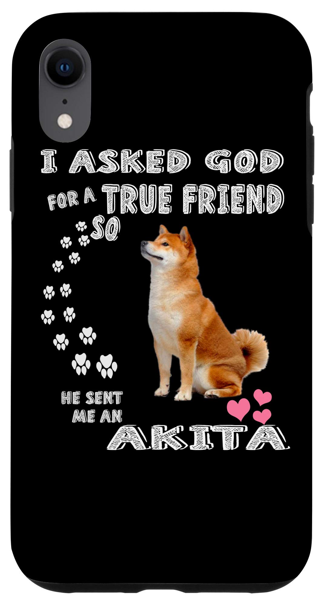iPhone XR Case - Japanese Akita Inu Print with 'Mom Dad Lover' Text - Cute Wolf Dog Design - Perfect Gift for Pet Lovers & Anime Fans