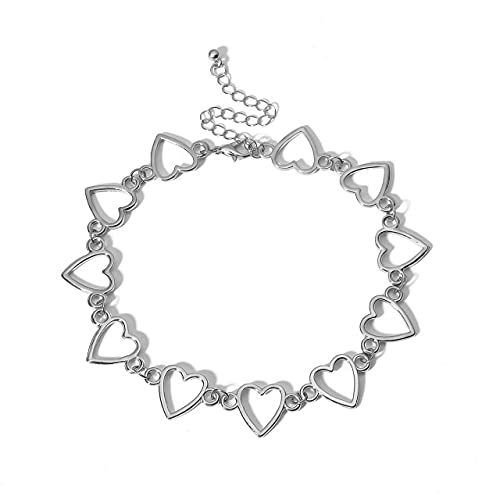 Korean Sweet Love Heart Choker Necklace - Romantic Bicolor Statement Jewelry for Women | Perfect Girlfriend Gift for Valentine's Day, Anniversary & Date Night