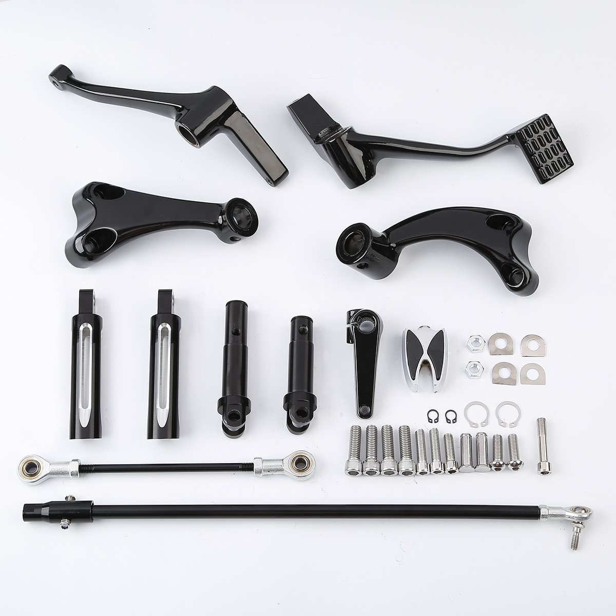 Harley-Davidson Sportster 1200/883 Forward Control Foot Pegs Levers Linkage Kit (2014-2022 Models) - Black | Easy Installation & Improved Riding Comfort for Cruiser Motorcycles