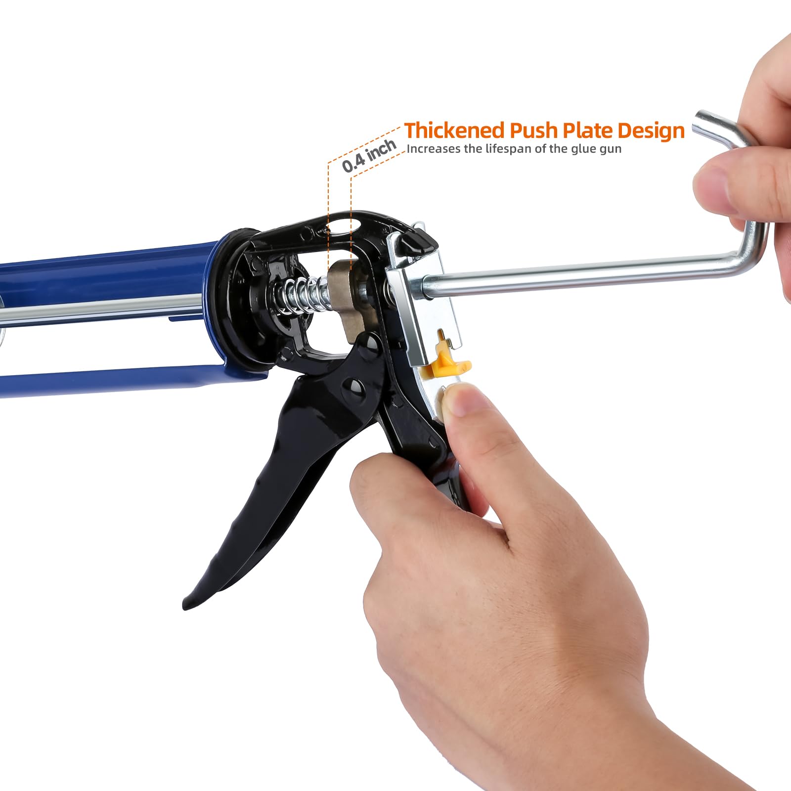 10:1 High Thrust Ratio Drip-Free Caulking Gun - Professional Sealant Gun for Silicone, Adhesive & Caulk Cartridges (10 oz, Blue) - Perfect for Home Repairs, Bathroom Sealing & DIY Projects