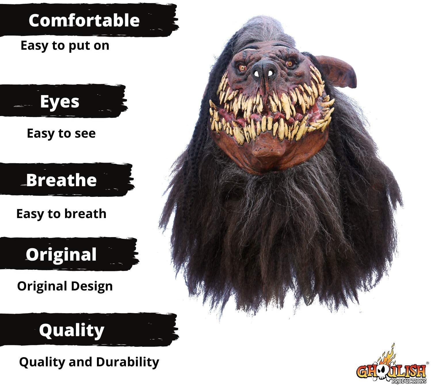 Scary Snarling Werewolf Latex Mask for Adults - Realistic Brown Werewolf Halloween Mask with Sharp Teeth | Mario Chiodo Nightmare Collection | Perfect for Halloween Parties, Cosplay & Horror Events