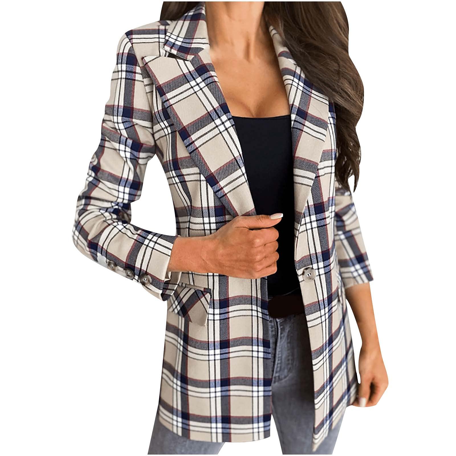 Women's Long Sleeve Plaid Shirt Jacket & Graphic T-Shirts - Stylish Autumn Winter Streetwear for Casual Outings, Work, and Weekend Hangouts