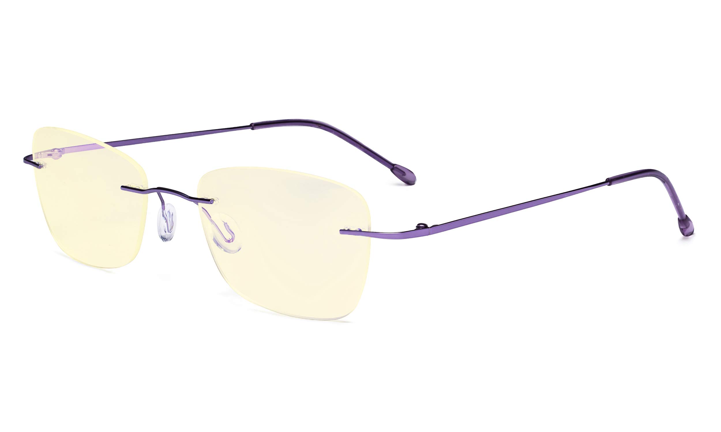 Eyekepper Blue Light Blocking Computer Glasses for Women - Anti Eyestrain Reading Glasses with Yellow Filter Lens - Rimless Blue Ray Protection for Office Work & Screen Time