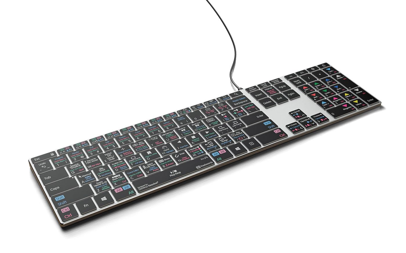 DaVinci Resolve Backlit Pro Aluminum Keyboard for Windows - Professional Video Editing Keyboard with Customizable Shortcuts - Perfect for Film Editors & Color Grading Studios