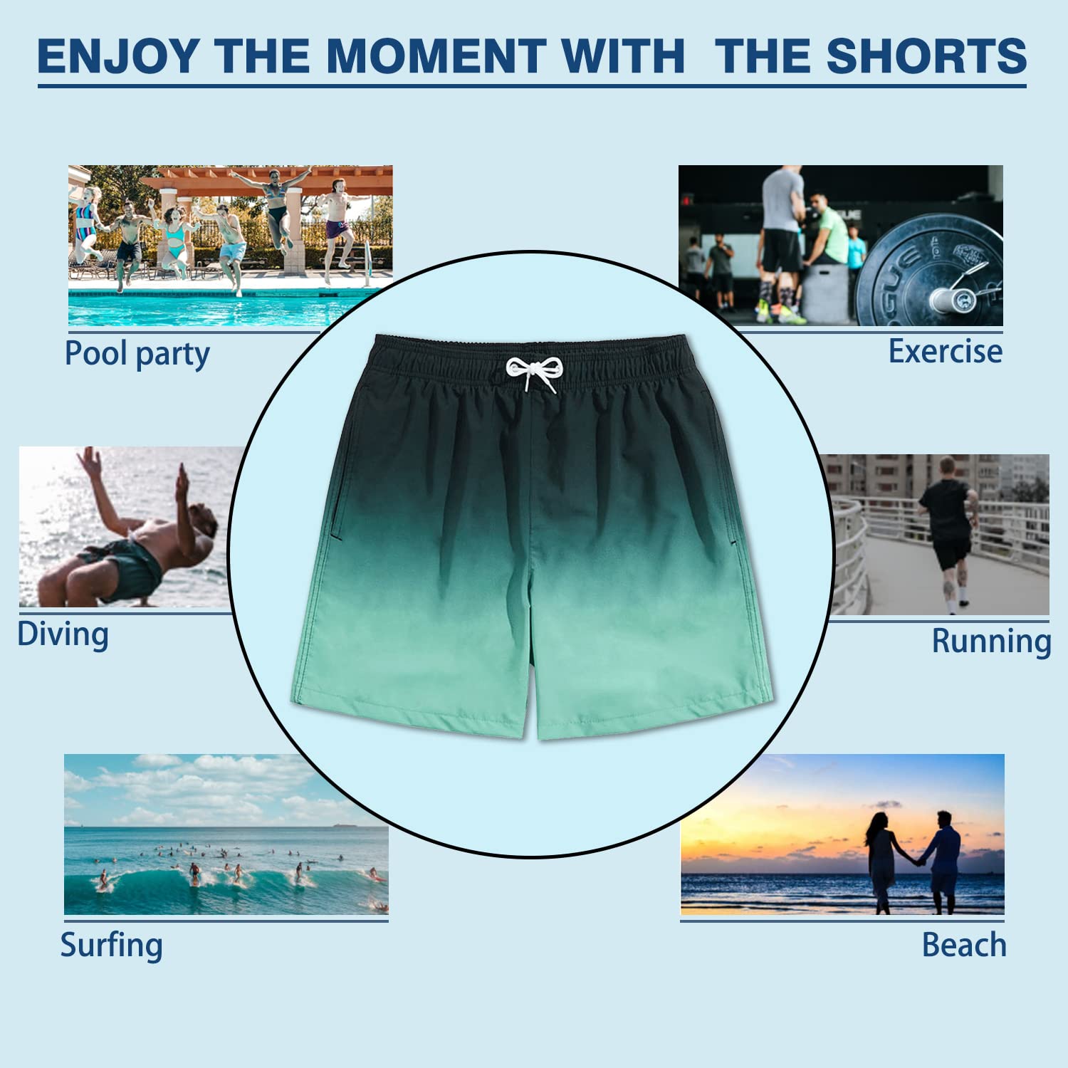 Mywu Men's 5 Inch Swim Trunks - Quick Dry Beach Shorts with Mesh Lining | Funny Bathing Suits for Swimming, Pool Party & Summer Vacation