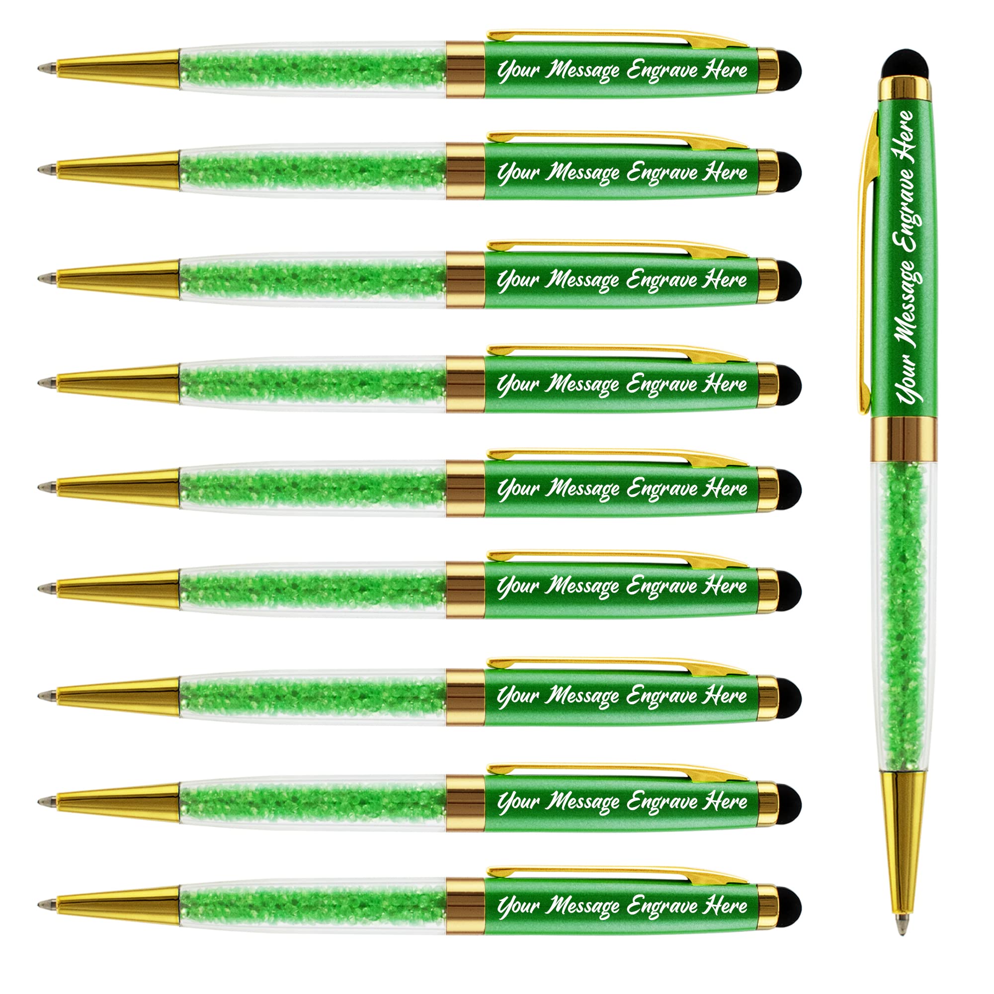 Custom Engraved Ballpoint Pens with Stylus Tip - Medium Point Smooth Writing Pens - Personalized with Name or Slogan - 10 Pack Gift Set for Men, Women, Students & Professionals - Perfect for Office, School, Meetings & Everyday Use