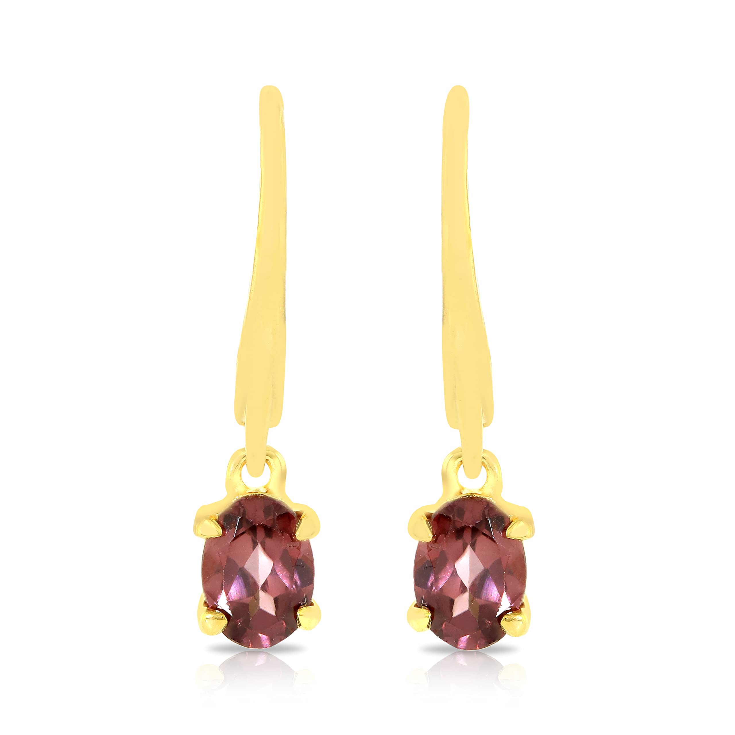 Natural Pink Zircon Dangle Earrings for Women - 925 Sterling Silver & Yellow Gold Vermeil Jewelry | Elegant Gift for Birthday, Anniversary & Special Occasions
