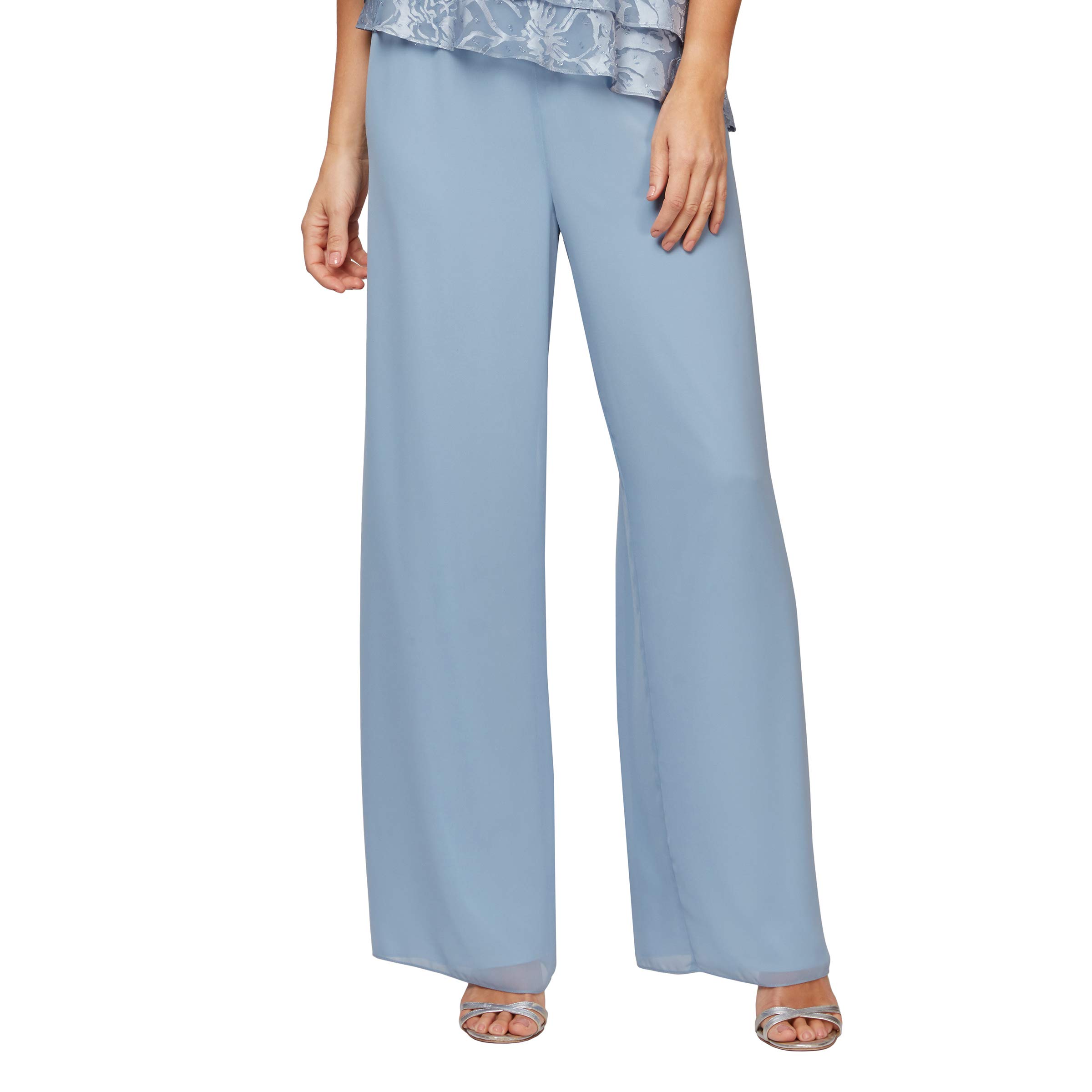 Alex Evenings Women's Wide Leg Chiffon Dress Pants - Petite, Regular & Plus Size Formal Trousers for Weddings, Parties & Office Wear
