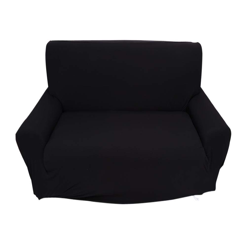 Stretch Elastic 2 Seater Sofa Slipcover - Washable, Non-Slip Couch Cover - Super Soft Furniture Protector for Home, Office & Hotel (Black) | Perfect for Living Room, Guest Room & Airbnb Decor