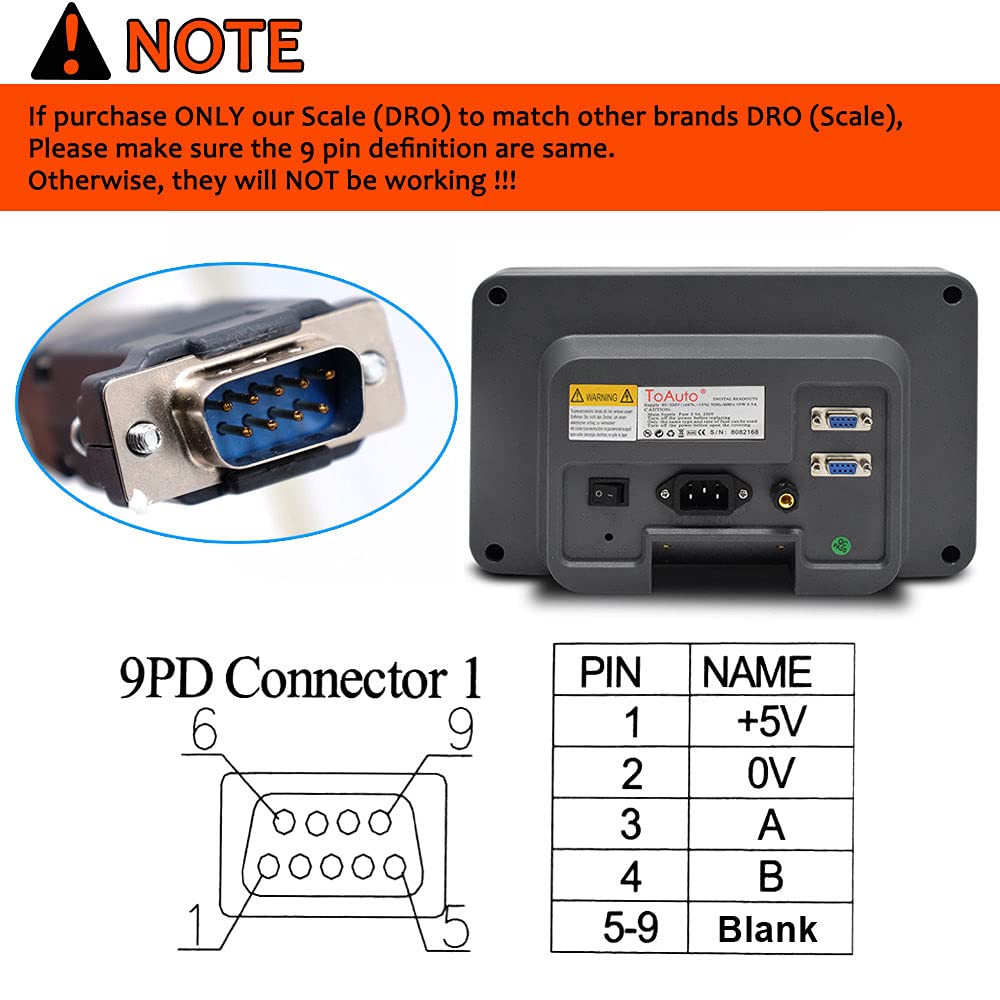 TOAUTO 2 Axis Digital Readout DRO with LCD Display for CNC Milling Machine, Lathe & EDM - Precise Positioning Measurement Tool for Metalworking & Woodworking Projects