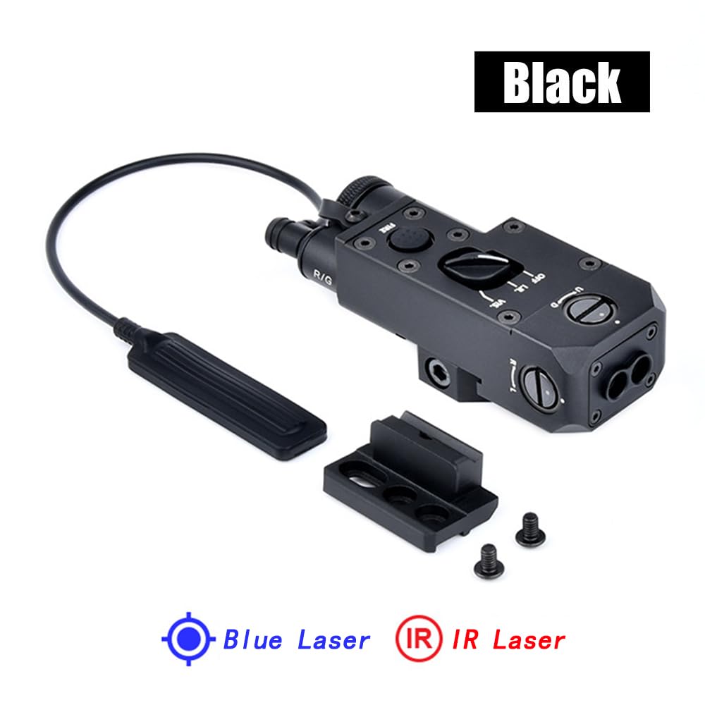 Metal CQL-1 Laser Sight Box with IR Laser, Red/Green/Blue Laser & Flashlight Mount | M600C Tactical Scout LED Flashlight | Modular Wire Remote Pressure Switch (SF+2.5 Plug) Combo in Black - Perfect for Tactical Gear, Hunting, Airsoft & Firearm Accessories