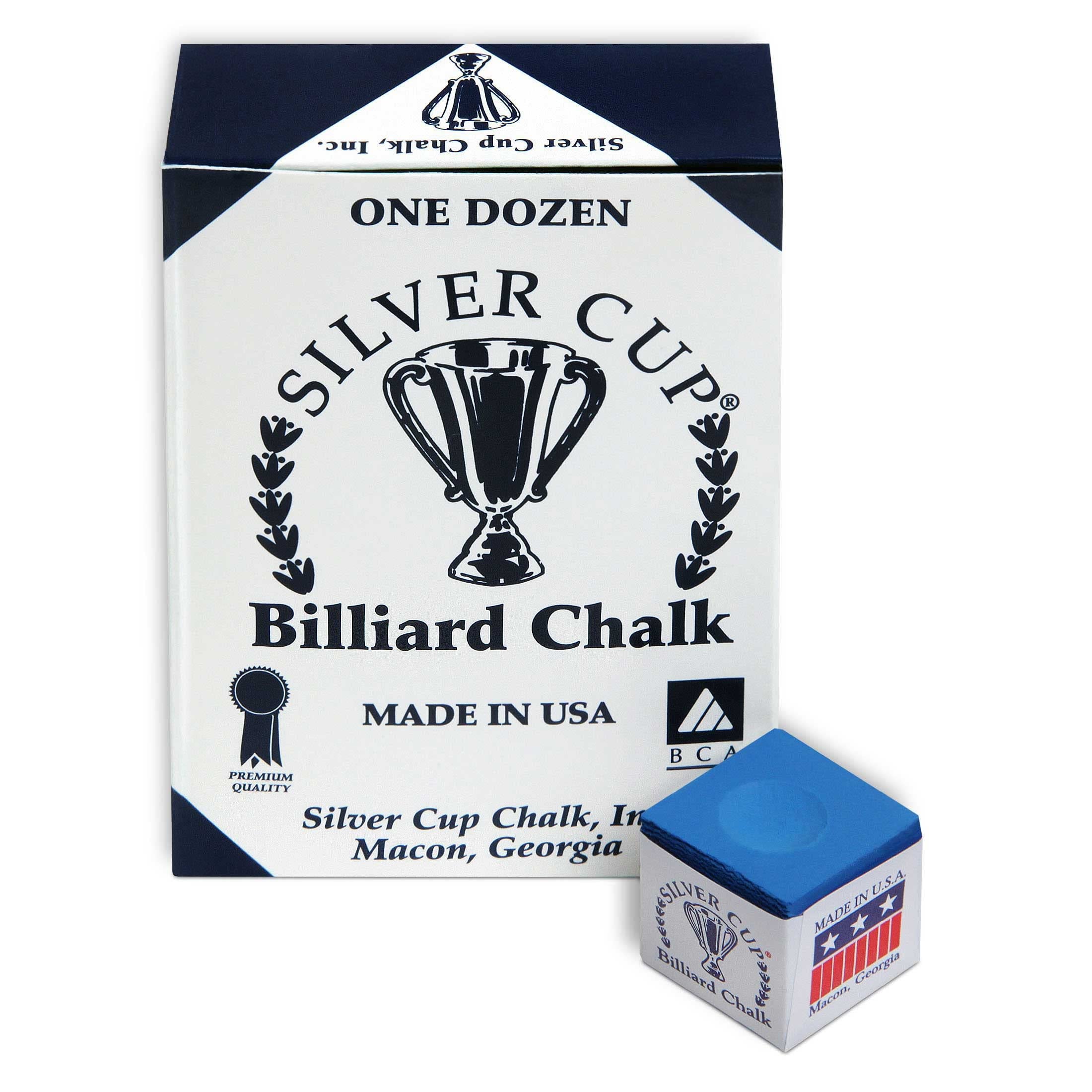 Premium SILVER CUP Billiard Chalk - 12 Pack Electric Blue for Pool Cues | Non-Slip Grip for Smooth Shots | Perfect for Professional Players & Home Game Rooms