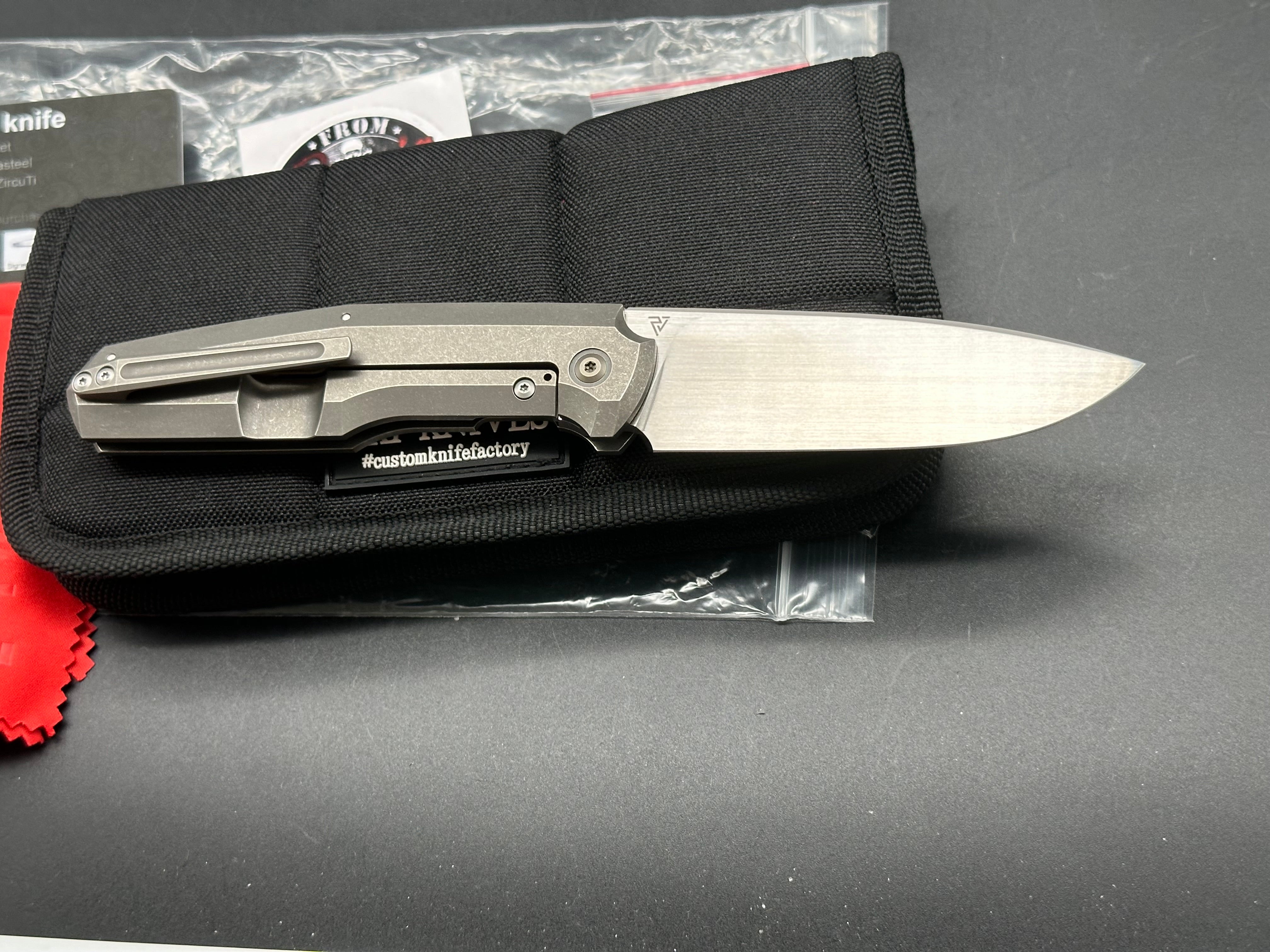 CKF Fif20Ti CF #139 - Premium M390 Satin Blade & Milled Titanium Handles - EDC Folding Knife for Outdoor, Camping & Everyday Carry