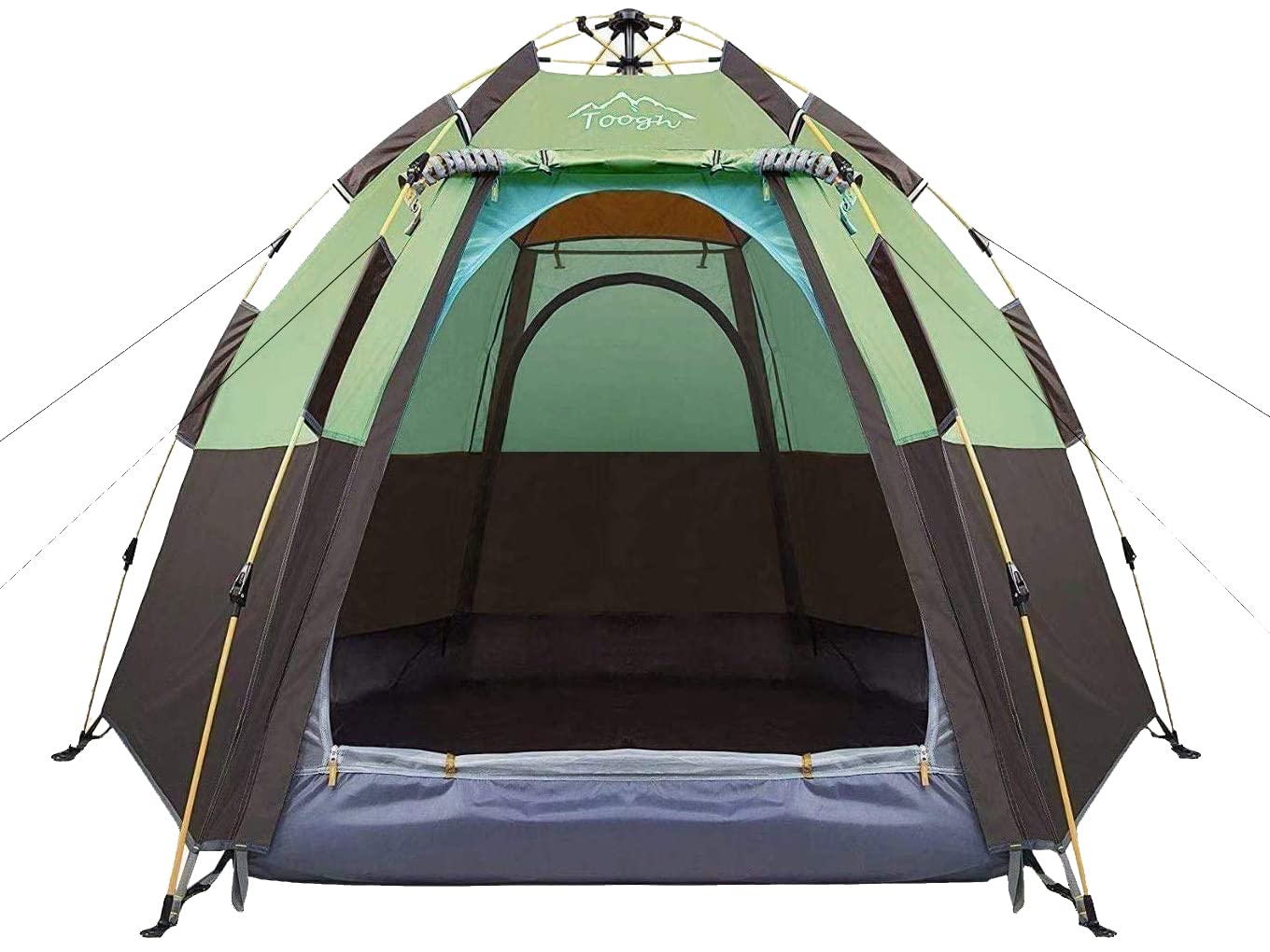 Toogh 3-4 Person Instant Pop Up Camping Tent - 60 Second Setup, Waterproof Hexagon Design for Backpacking & Outdoor Adventures - Advanced Ventilation & Rainfly Protection - Perfect for Family Camping, Hiking Trips & Beach Outings