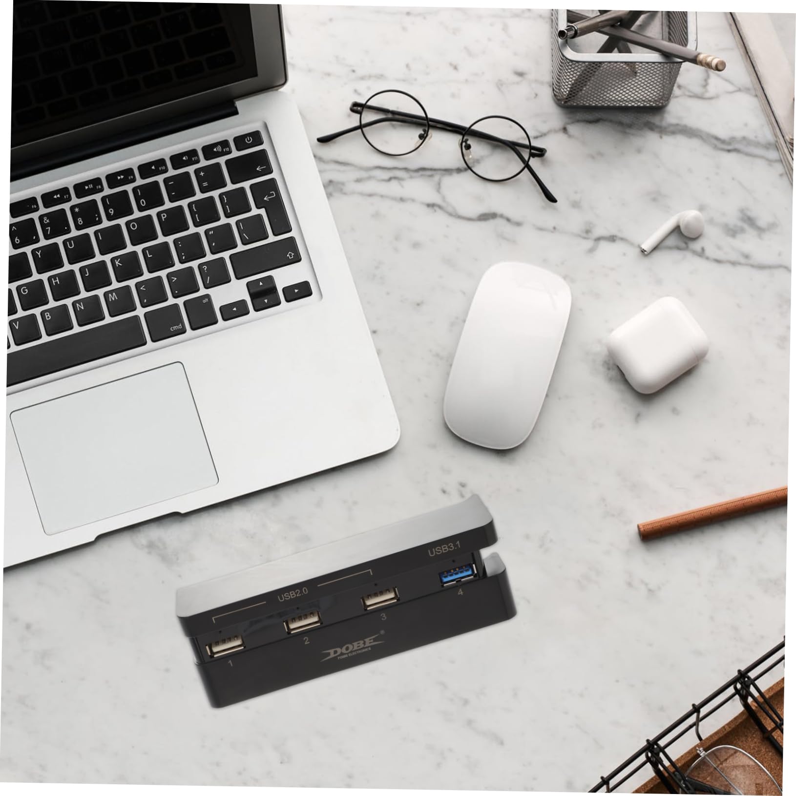 HOMSFOU 4-Port USB Hub Extender for Laptop & PC - High-Speed USB 3.0 Splitter with Universal ABS Case - Perfect for Home Office, Gaming & Multi-Device Charging