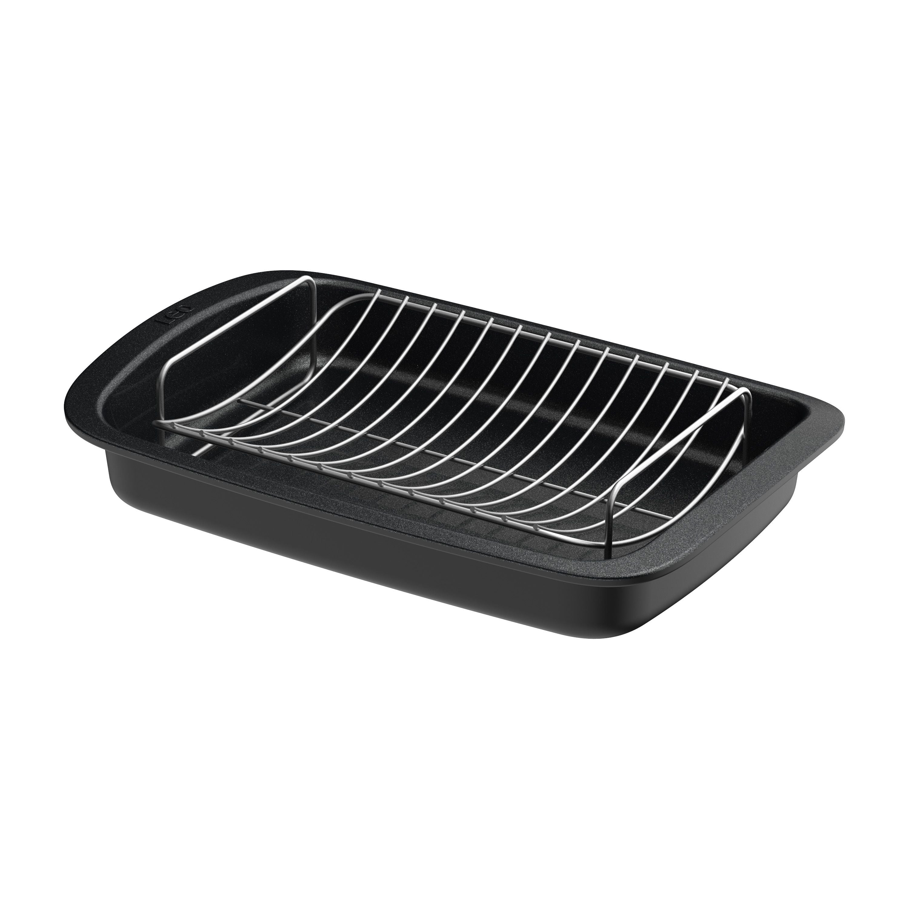 BergHOFF Leo Graphite Nonstick Recycled Cast Aluminum Roasting Pan with Removable Rack - 16.5