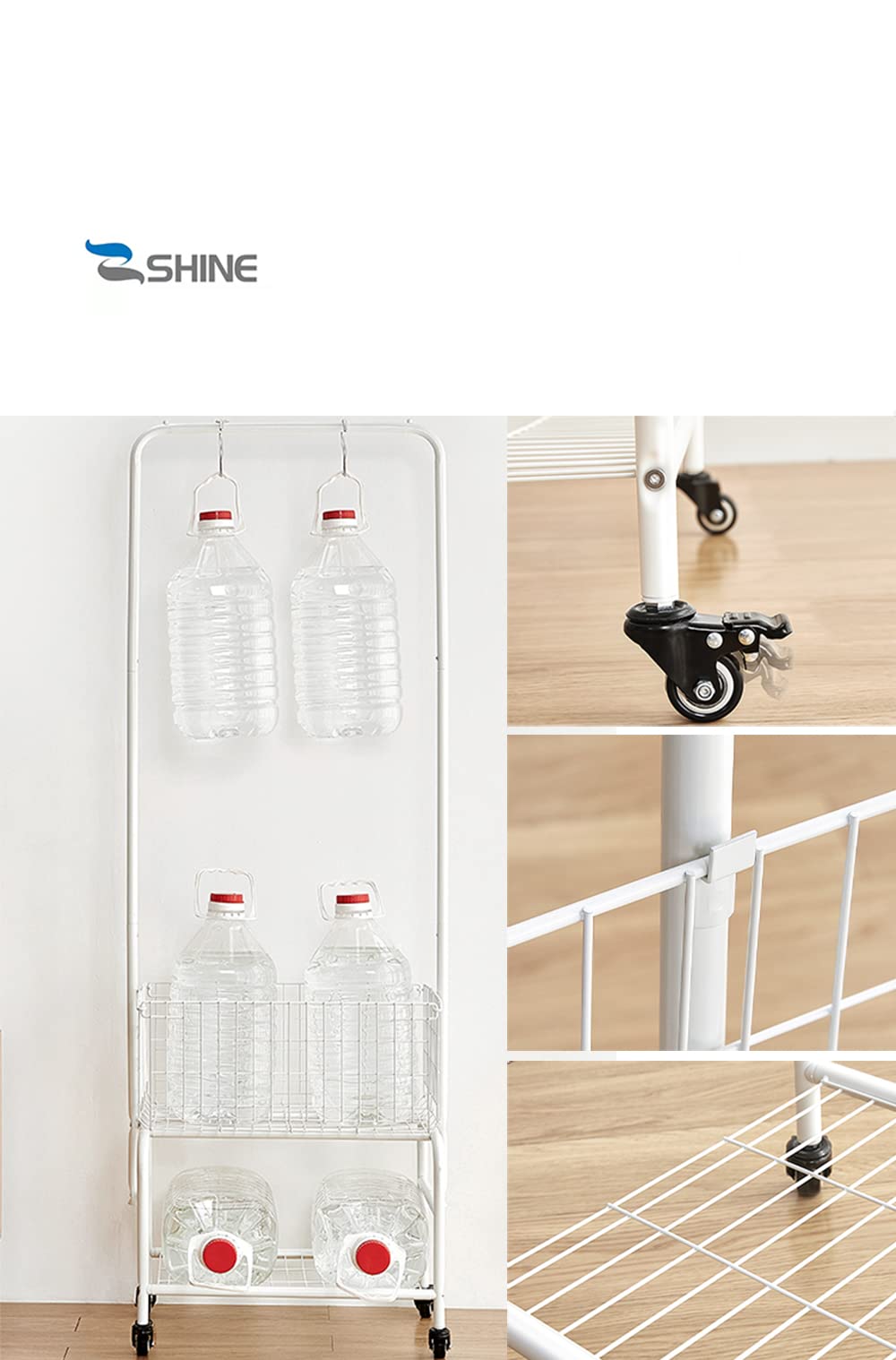 Foldable Laundry Rack with Wheels & Storage Basket - Portable Garment Hanger Organizer - White Metal Clothes Drying Stand for Small Spaces - Perfect for Apartments, Dorms, and Laundry Rooms