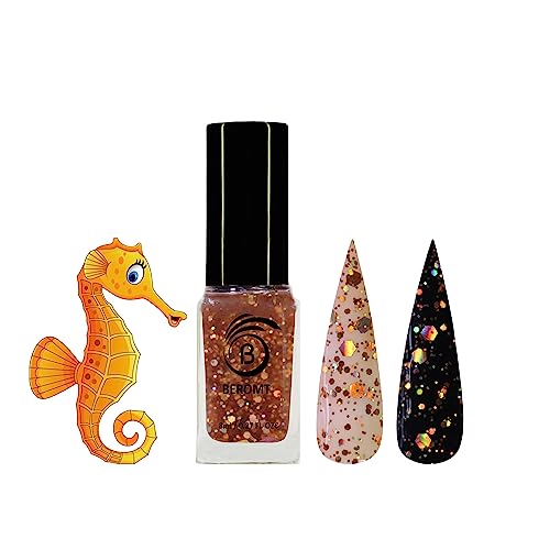 HEXA HOLO CHUNKY SUNNY SEAHORSE NAIL POLISH - BNP 224, Glitter Nail Polish for Summer, Beach & Party Nails, Long Lasting & High Shine