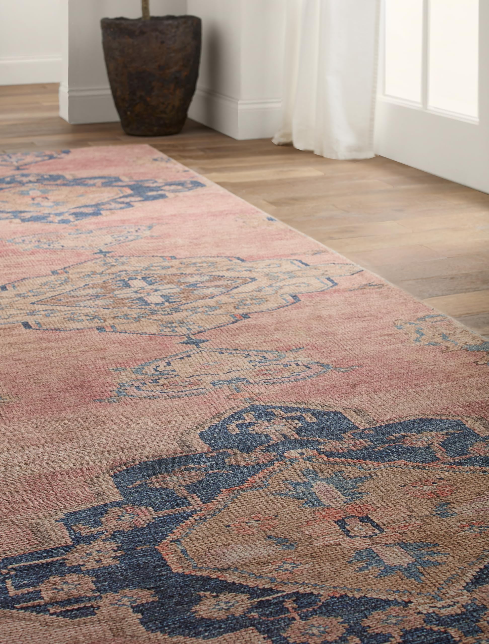 Jaipur Living Machine Washable 8x10 Large Area Rug - Farmhouse Style Light Pink & Blue - Perfect for Living Room, Bedroom & Home Decor