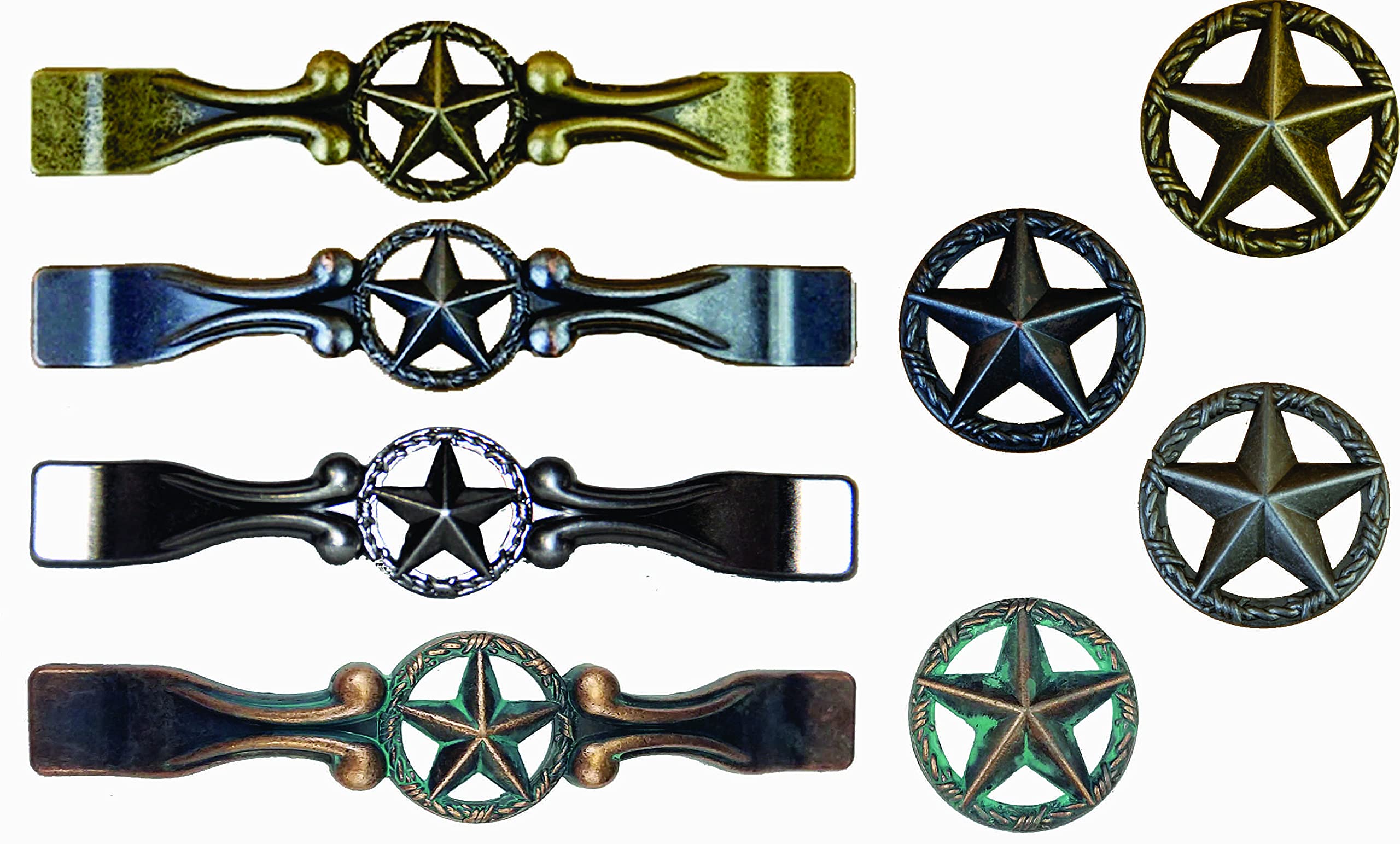 24-Piece Antique Brass Star & Barbwire Drawer Cabinet Handles - Vintage Style Hardware for Kitchen Cabinets, Dressers & Furniture Restoration