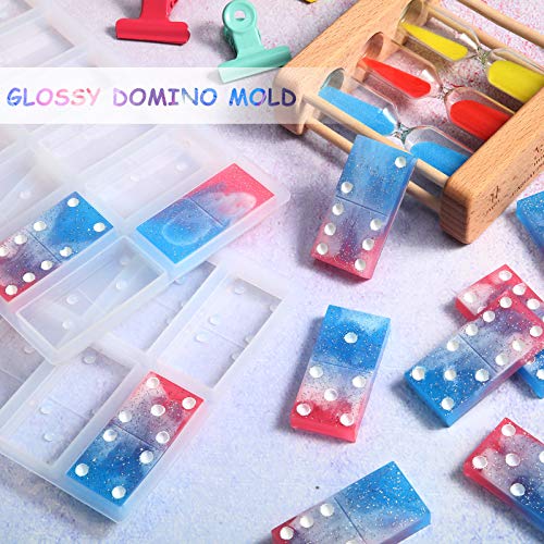 Premium 3-Piece Silicone Domino Resin Mold Set - 28 Cavity Epoxy Casting Kit with Dots for DIY Crafts (Semi-Transparent) - Perfect for Jewelry Making, Home Decor, and Board Game Accessories