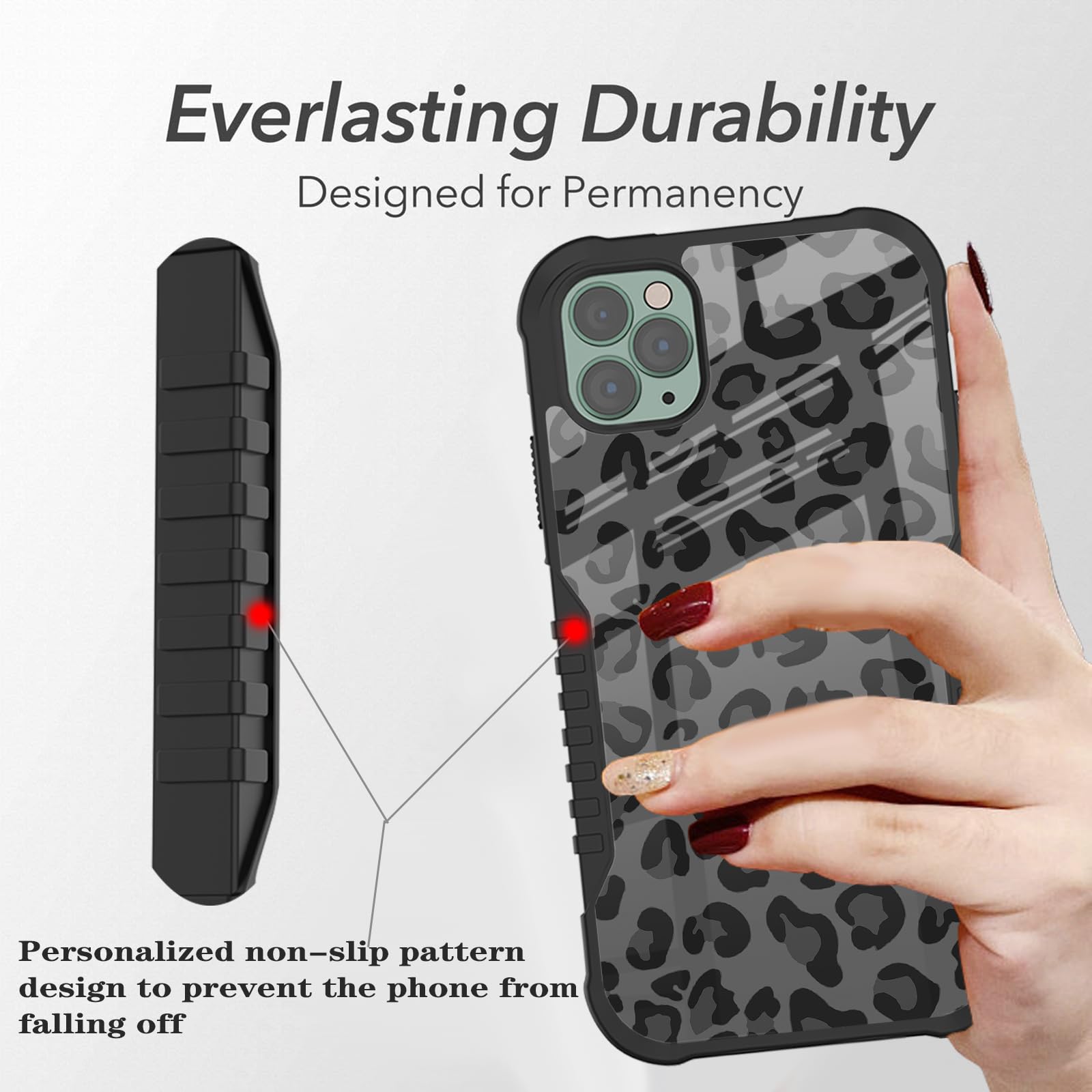 **Shockproof iPhone 15 Pro Max Case - Black Leopard Design for Women & Girls | Military-Grade Protection, Anti-Scratch Acrylic Back Cover | Perfect for Daily Use, Travel & Outdoor Activities**