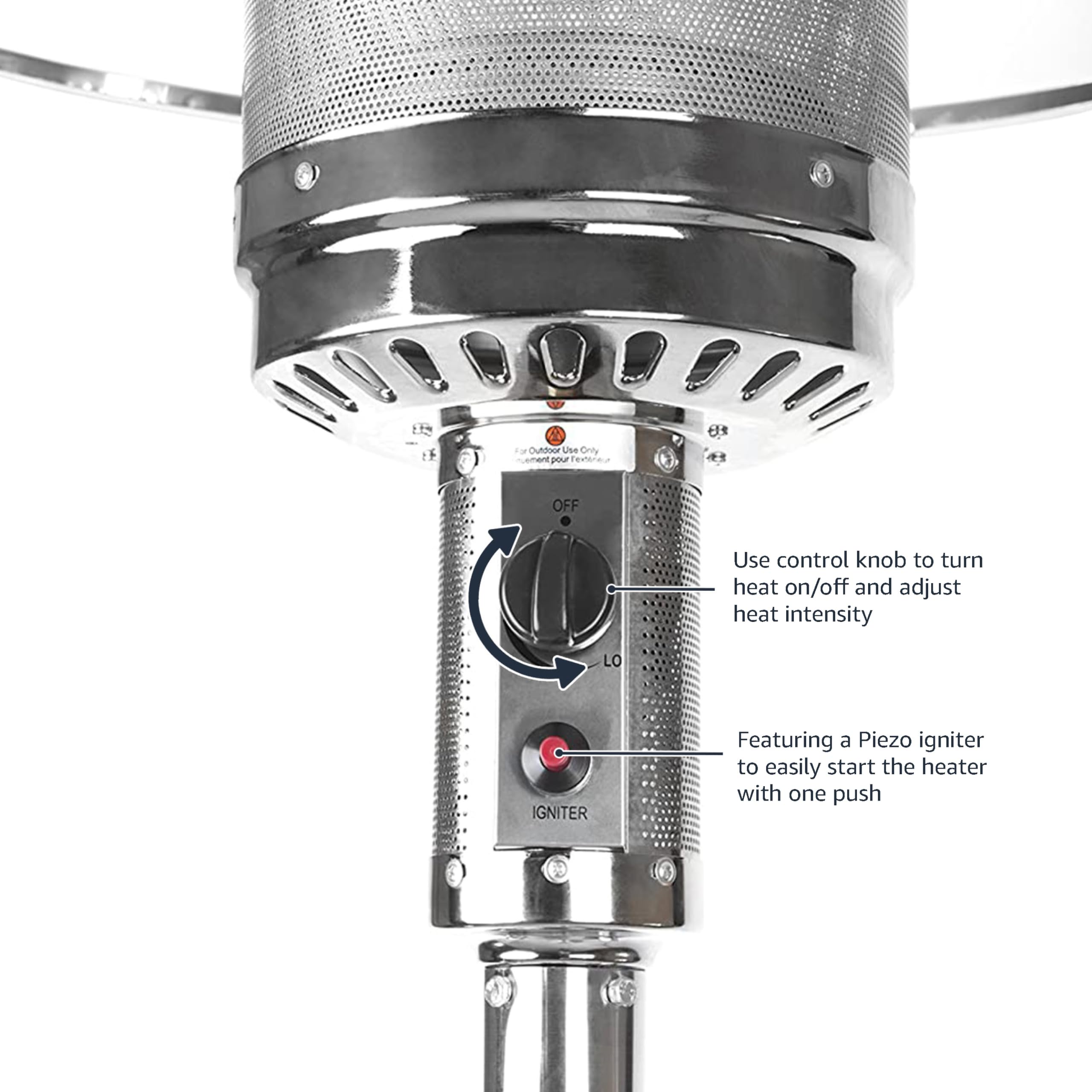 Amazon Basics 46,000 BTU Outdoor Propane Patio Heater with Wheels - Commercial & Residential Use - Havana Bronze Finish - Includes Water Tank - 32.1