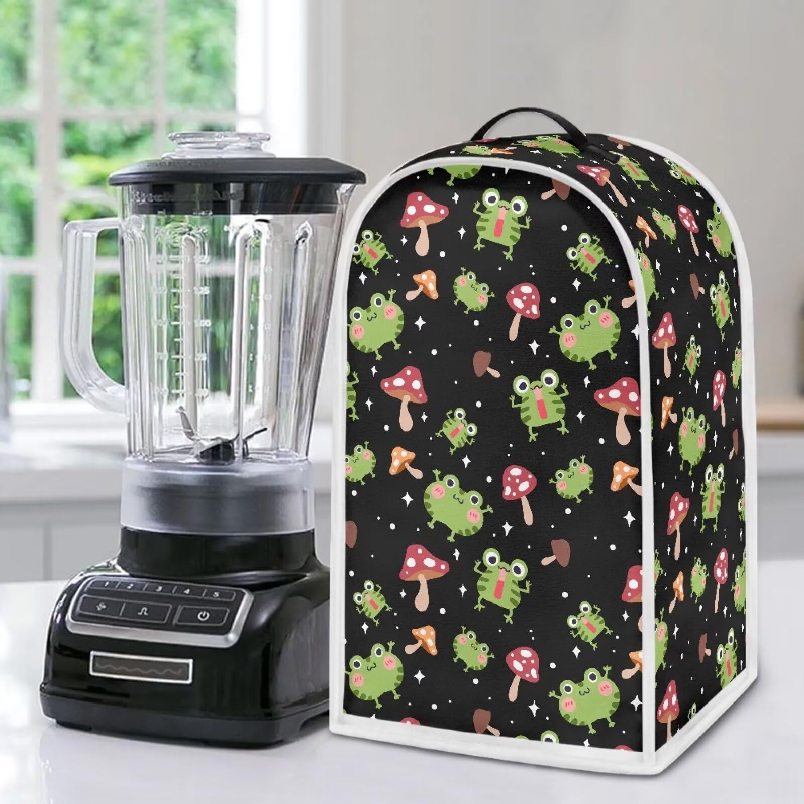 Cute Frog Kitchen Appliance Covers - Food Processor Cover, Coffee Maker Cover, Toaster Cover & Blender Cover - Stain Resistant Polyester Fabric for Stand Mixer & Kitchen Appliances - Perfect for Home, Office or Dorm Room Use