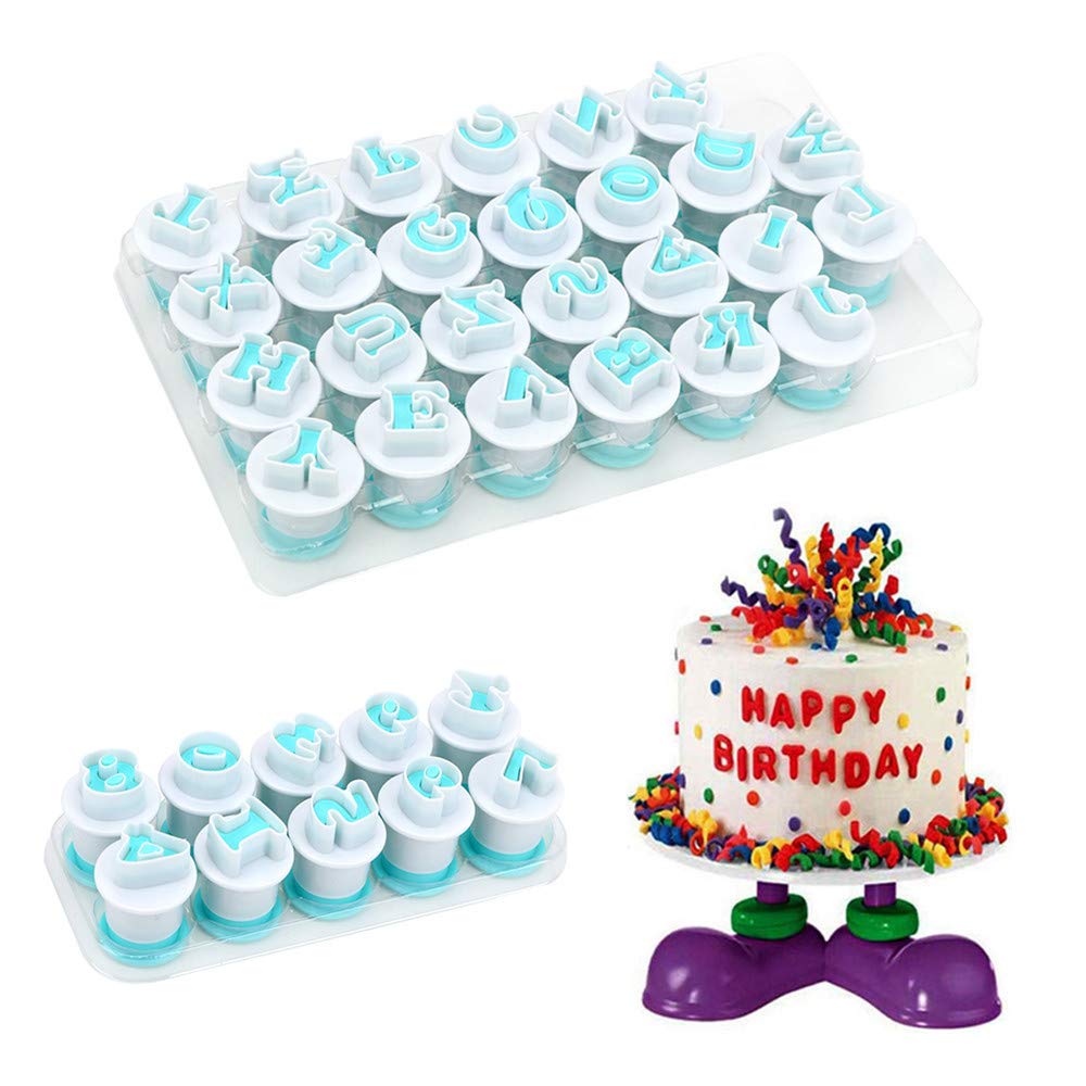 36Pcs Alphabet & Numbers Cake Mold Set - Letter & Number Cookie Cutters for Fondant, Hand Press Cake Decorating Tools - Perfect for Birthday, Wedding, and Party Cake Designs
