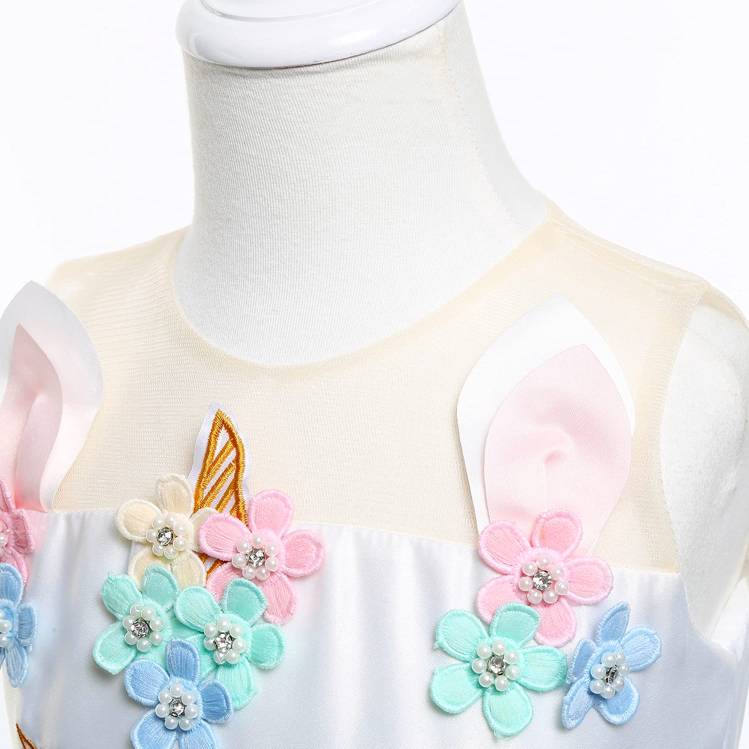 Magical Unicorn Princess Dress for Girls - Sparkly Long Gown with Matching Headband & Necklace Set - Perfect for Birthday Parties, Pageants, Halloween Costumes & Fantasy Dress-Up Play