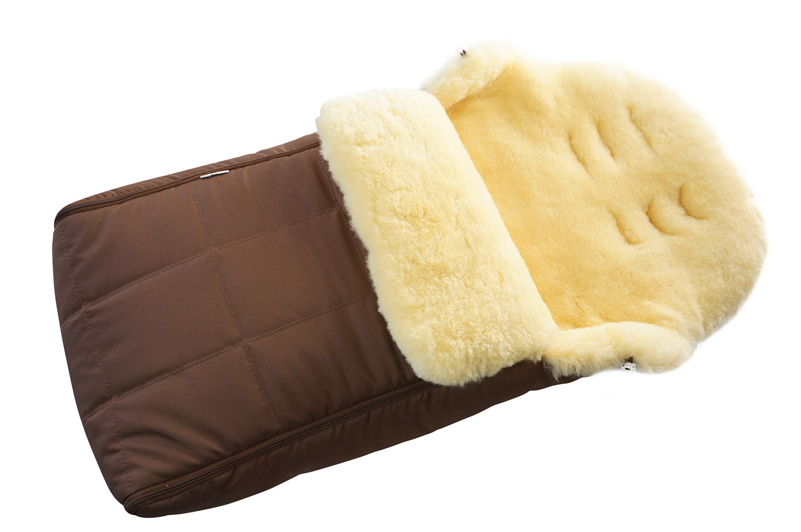 Premium MILABERT Genuine Sheepskin Baby Footmuff - Soft Stroller Warmer & Bunting Bag for Newborns & Toddlers (Chocolate Brown) | Cozy Winter Protection for Car Seats, Strollers & Baby Carriers