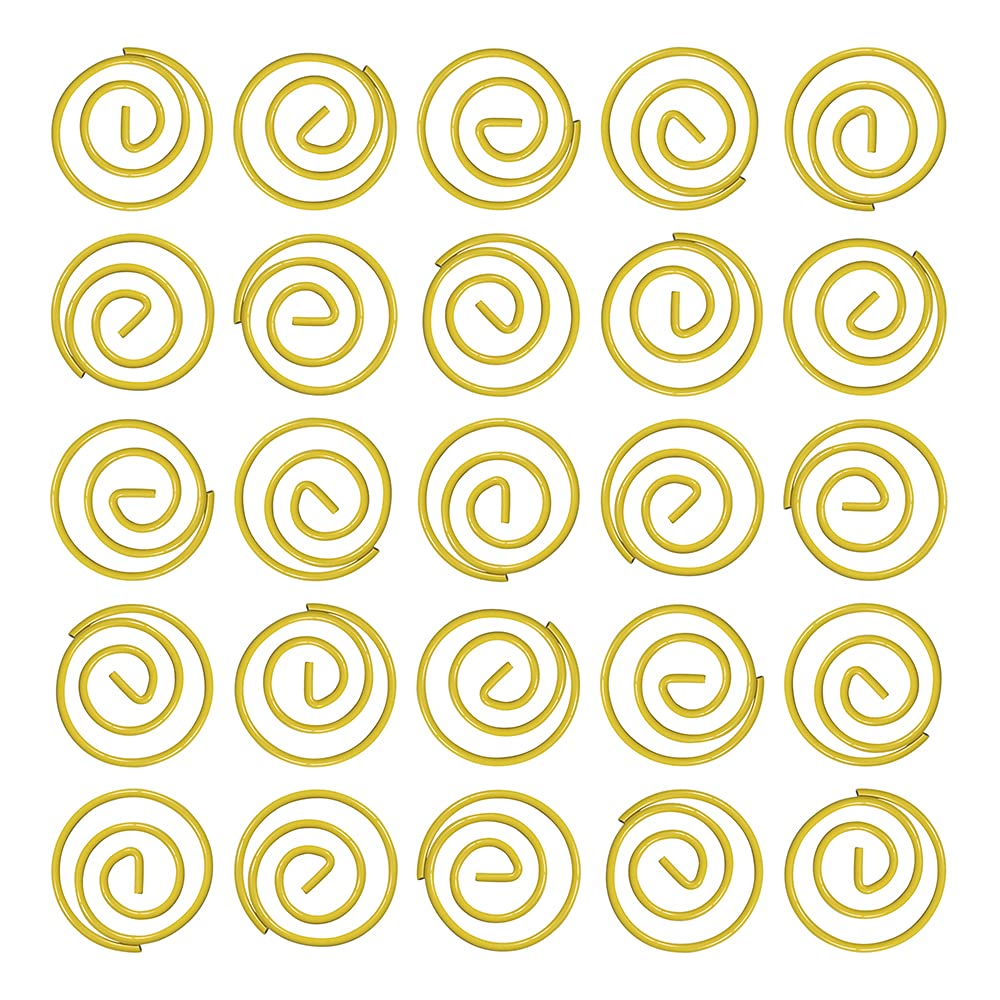 JAM PAPER Round Paper Clips - 50-Pack Yellow Circular Paper Clips for Office, School & Crafting - Durable Metal Binder Clips for Organizing Documents & Art Projects