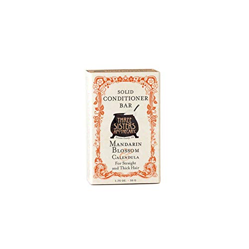 Three Sisters Apothecary Mandarin Blossom Solid Hair Conditioner Bar - Natural, Vegan & Plastic-Free for Travel, Gym & Eco-Friendly Hair Care