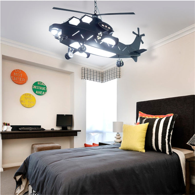 Unique Aircraft Design Plane Helicopter Pendant Light - Modern Ceiling Lighting for Living Room, Bedroom & Kitchen Decor