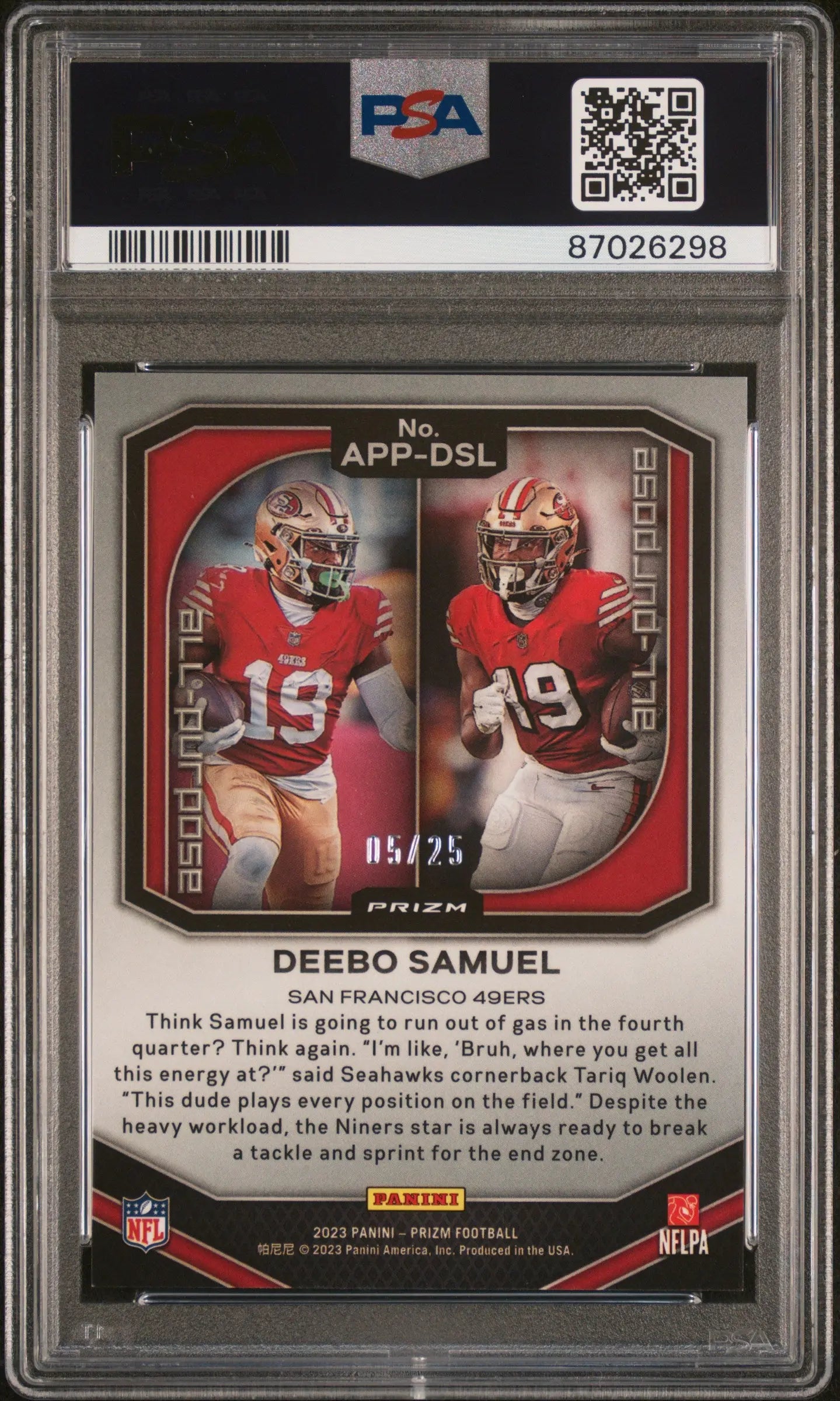 2023 Panini Prizm Deebo Samuel All-Purpose Mojo Prizm PSA 10 /25 - Rare Football Trading Card for Collectors & Sports Fans - Perfect for Display, Investment & Fantasy Football