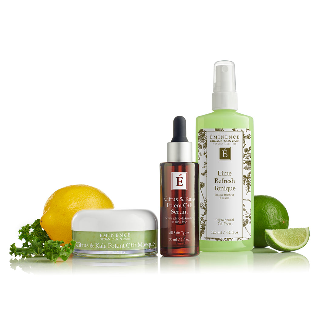 Eminence Organics Citrus & Kale Potent C+E Serum - Vitamin C Brightening Face Serum for Glowing Skin, Anti-Aging & Dark Spot Treatment - Perfect for Daily Skincare Routine & Nighttime Use
