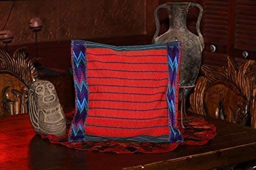 Red Zacualpa Bedspread and Throw Pillow Set - Soft Cotton Quilted Coverlet with Decorative Cushions for Bedroom, Living Room & Dorm Decor