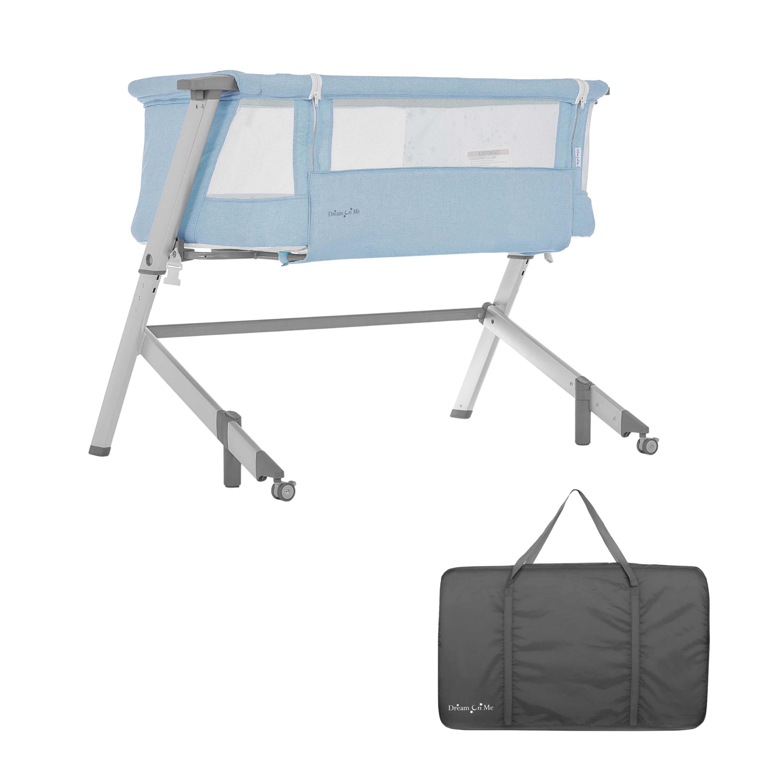 Dream On Me Skylar Portable Baby Bassinet & Bedside Sleeper - Lightweight, Adjustable Height (5 Positions), Foldable Travel Crib - JPMA Certified - Perfect for Nursery, Travel & Co-Sleeping