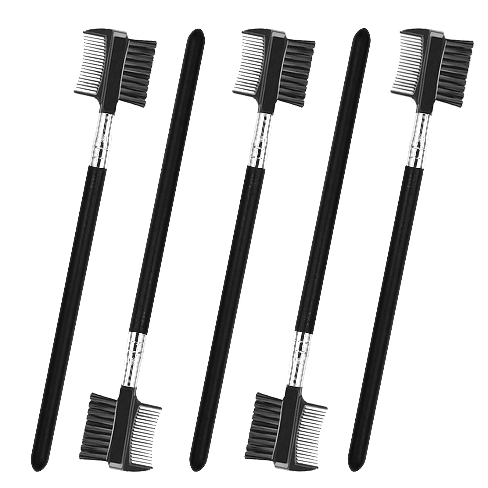 5 PCS Eyelash Comb & Eyebrow Brush Set - Professional Makeup Tools for Eyelash Extensions & Eyebrow Grooming - Perfect for Salon, Home Use & Travel Beauty Kit