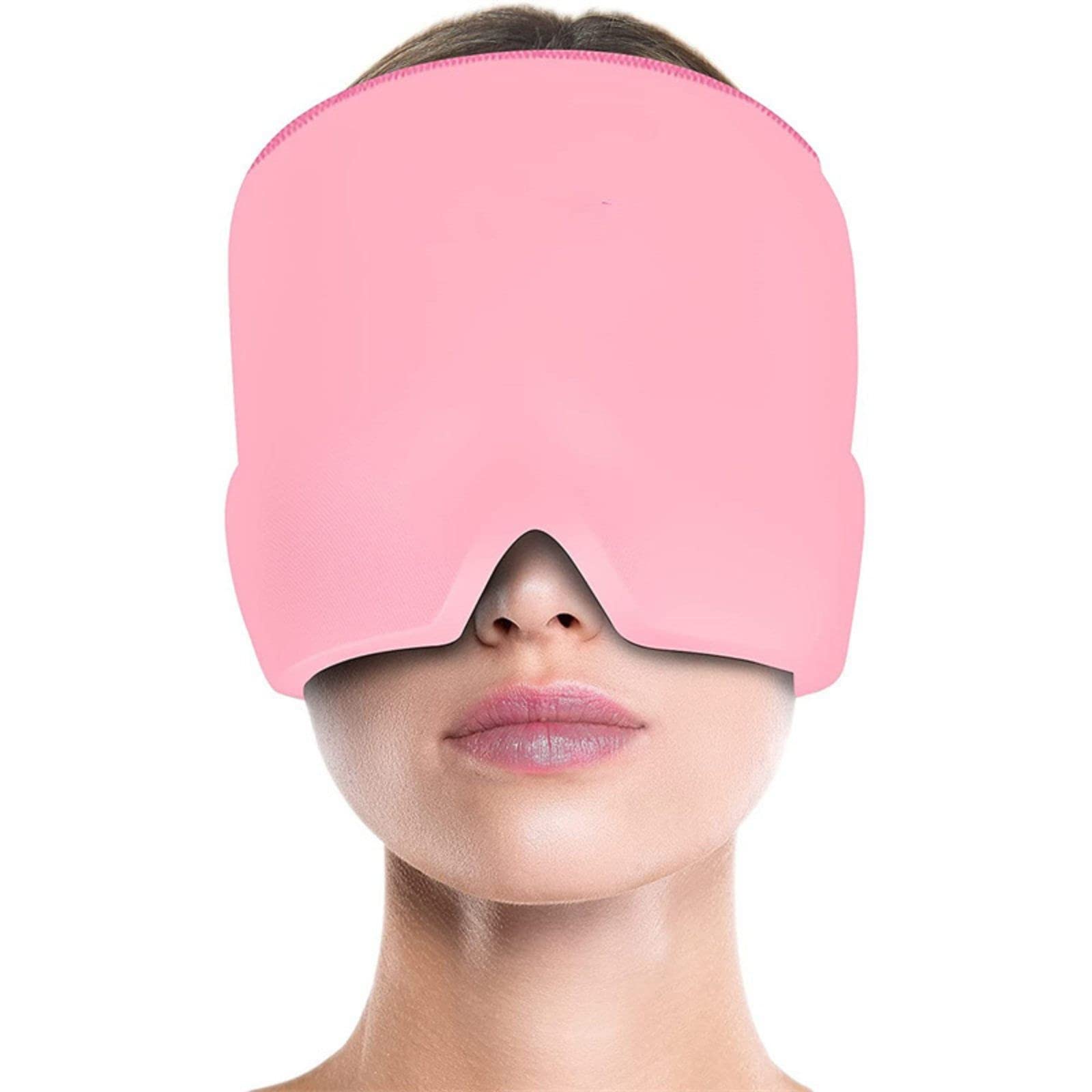 UOCUFY Sports Safety Glasses & Gel Ice Headache Relief Hat - Form Fitting Migraine Cap with Cold Therapy, Stretchable Ice Pack Eye Mask for Puffy Eyes, Tension & Stress Relief (Pink, One Size) - Perfect for Migraine Sufferers, Post-Workout Recovery & Relaxation