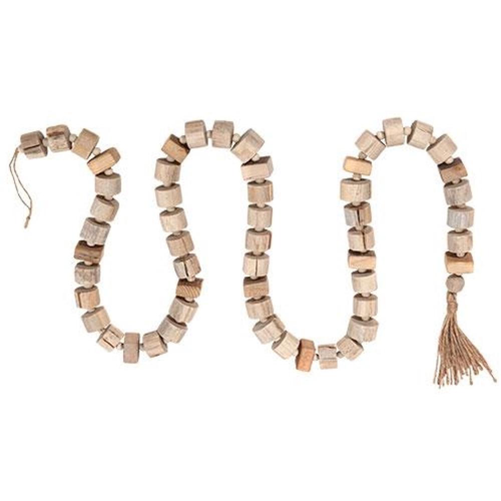 Natural Rustic Wood Bead Garland - Boho Home Decor for Wall, Shelf & Wedding - Perfect for Farmhouse, Rustic & Bohemian Style Decorating