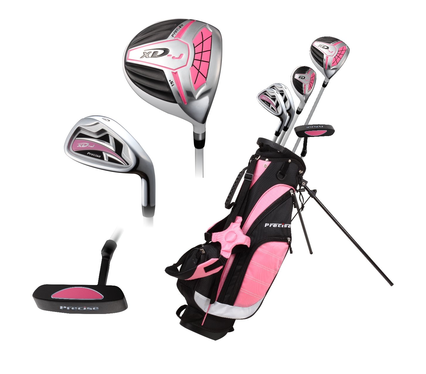 **Precise XD-J Junior Golf Clubs Set for Kids Ages 3-12 | Right & Left Hand Boys & Girls Golf Clubs with Ultra-Light Graphite Shafts, Hybrid & Stand Bag - Pro-Grade Tech for Backyard, Driving Range & Junior Tournaments**