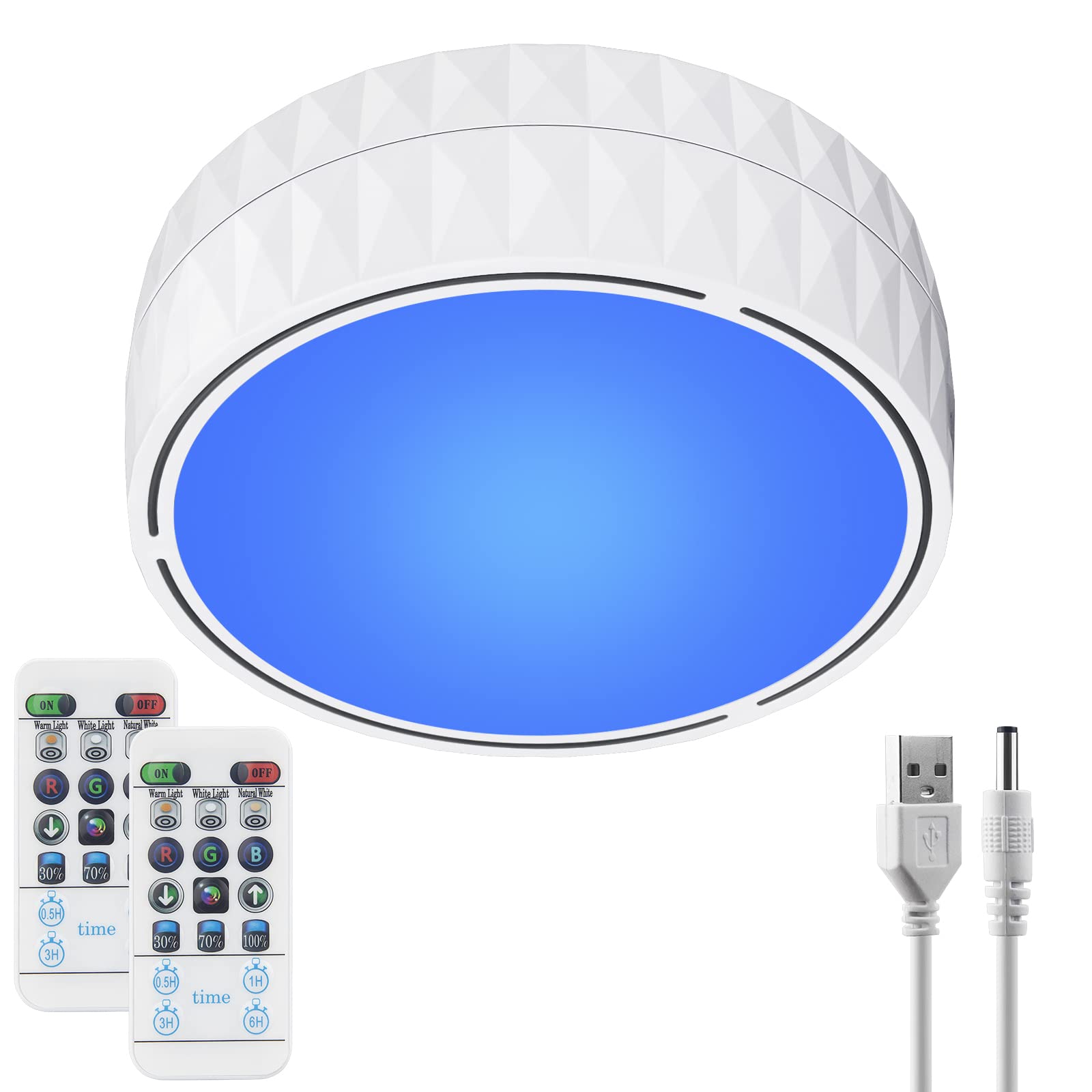 18-Color Changing LED Ceiling Light with Remote Control - Battery Operated Wireless Shower Light for Bedroom, Closet, Hallway & Bathroom - Waterproof Mood Lighting with Timer Function for Night Use - Perfect for Creating Relaxing Ambiance in Home Spaces