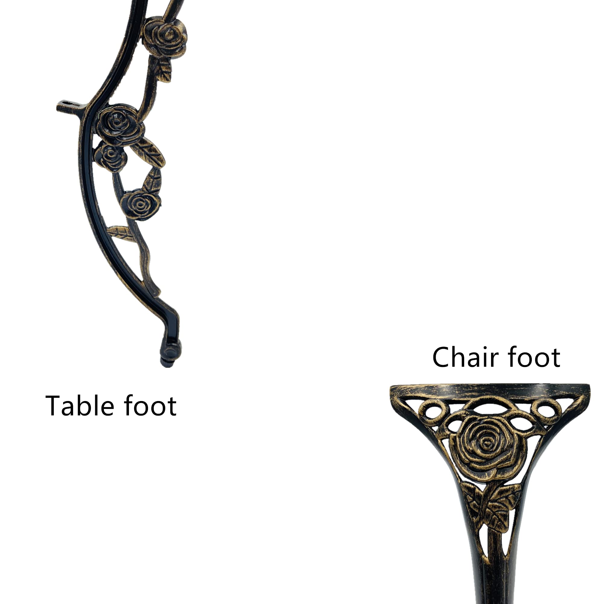 KAILI Outdoor Bistro Set with Elegant Rose Pattern - 1 Table & 2 Chairs for Garden, Patio, Porch (Rose-Bronzed Finish) | Perfect for Small Spaces, Balcony Dining, and Outdoor Tea Parties