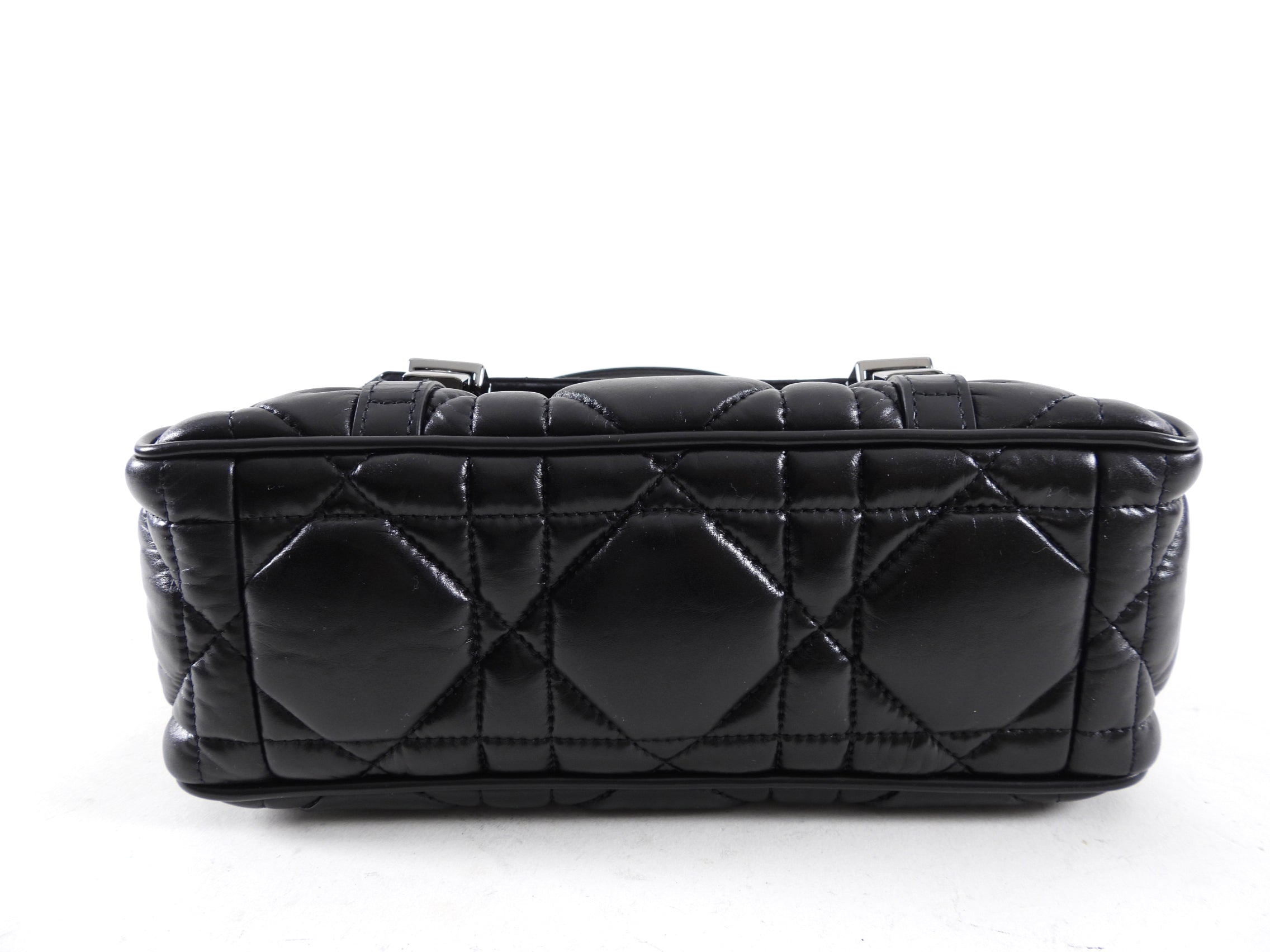 Christian Dior Black Leather Cannage Diorcamp Messenger Crossbody Bag for Women - Luxury Designer Shoulder Bag for Work, Travel & Everyday Use