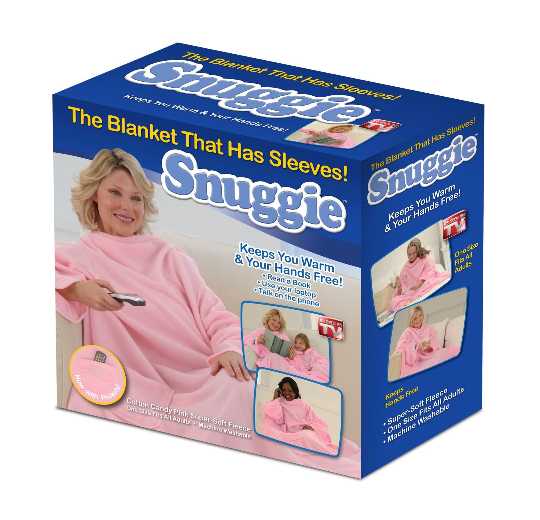 Cozy Fleece Blanket with Sleeves - Soft & Warm Wearable Blanket for Adults & Kids, Cotton Candy Pink - Perfect for Lounging, Movie Nights & Cold Weather Comfort