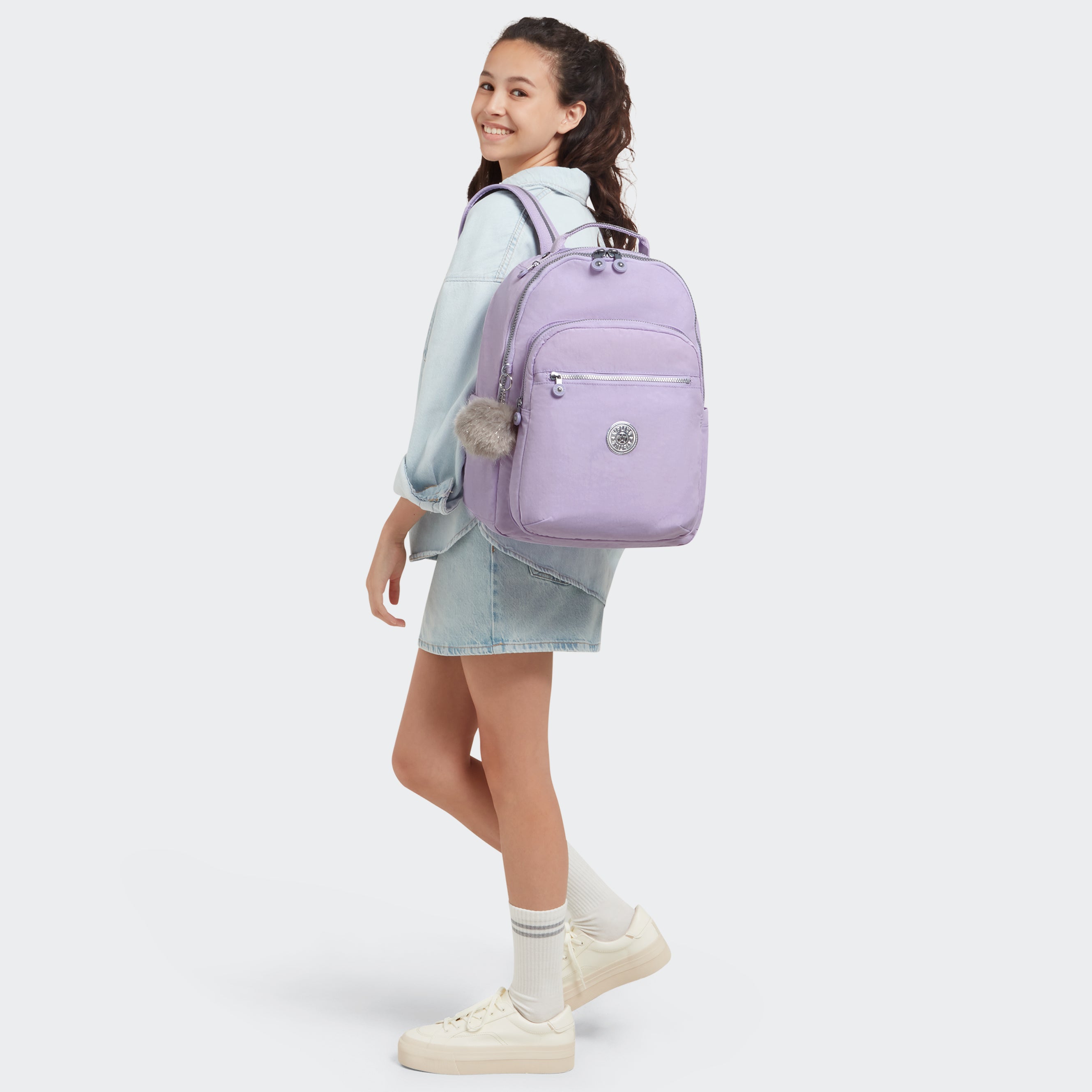 Kipling Seoul Large Printed 15 Inch Laptop Backpack - Stylish & Durable Travel Backpack for Women & Men, Perfect for Work, School & Commuting | Dreamy Geo C Design