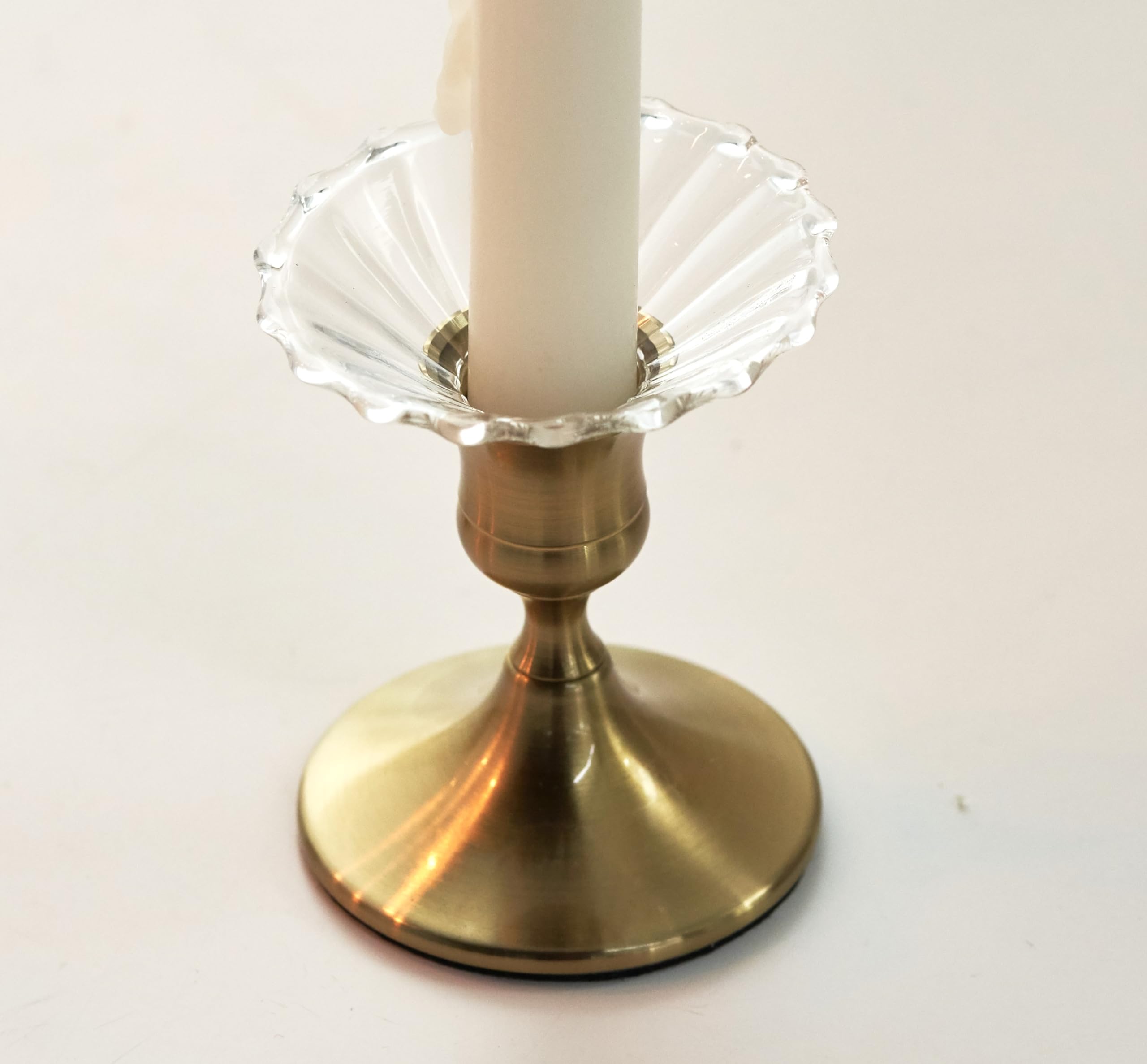 6-Piece Clear Glass Candle Wax Catchers - Round Bobeches Drip Protectors for Taper Candlesticks & Holders (Daisy Design) - Perfect for Weddings, Dining Tables & Home Decor