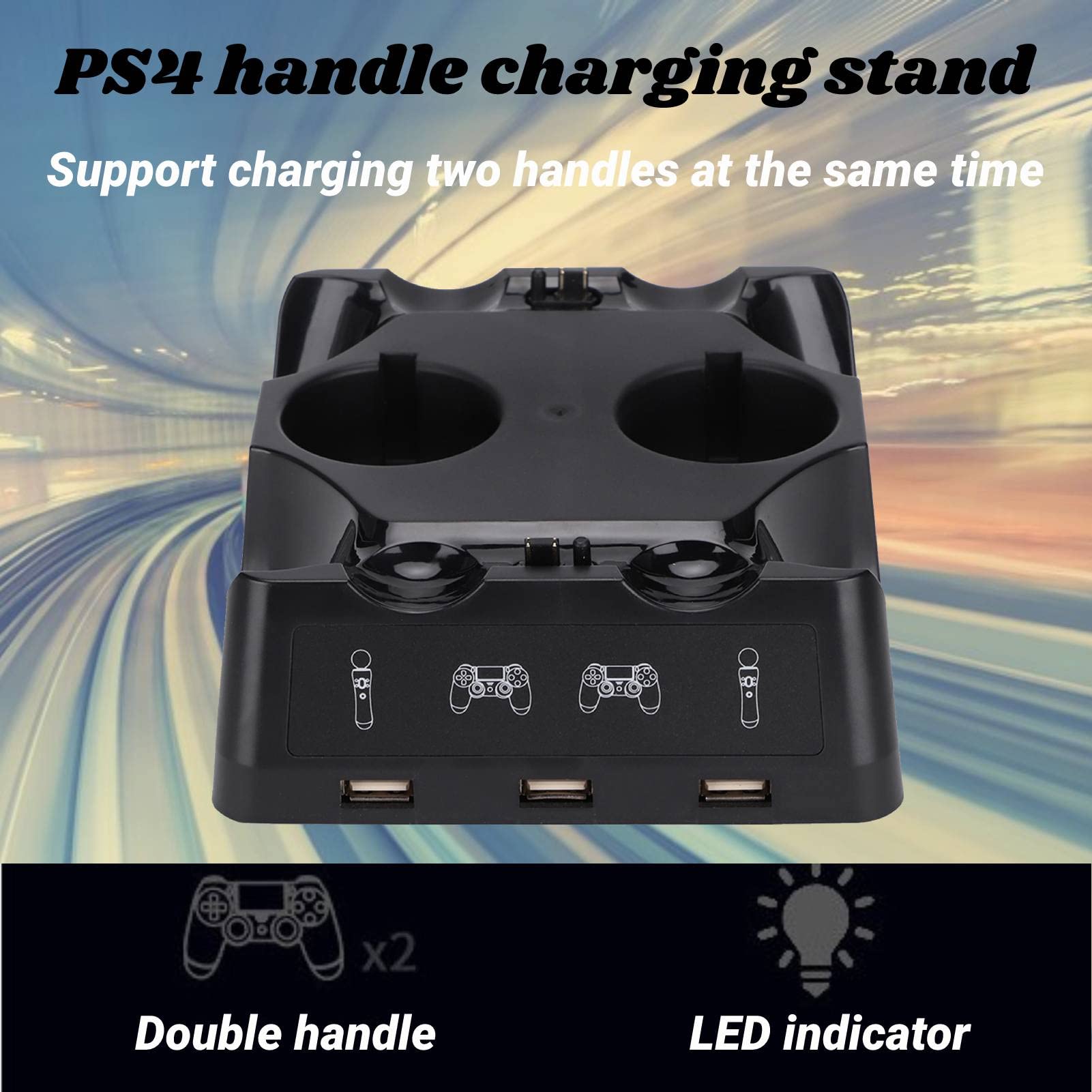 Multi-Functional Dual USB Controller Charging Dock Station with LED Indicator Lights for PS5/PS4/Xbox/Nintendo Switch/VR Controllers - Perfect for Gaming Setup & Accessories Organization