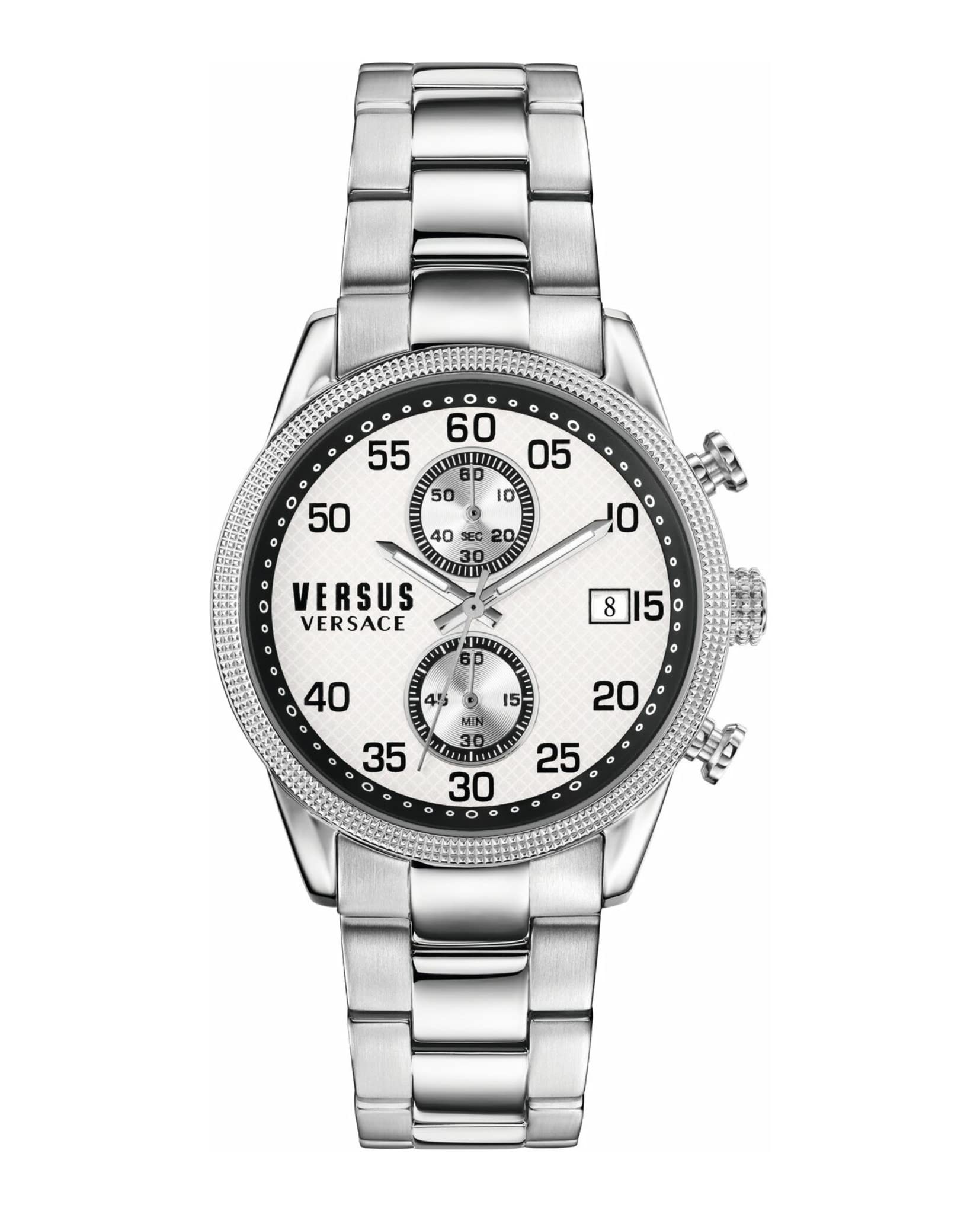 Versus Versace Men's Silver 44mm Shoreditch Watch S66020016 - Luxury Stainless Steel Chronograph for Business & Formal Occasions
